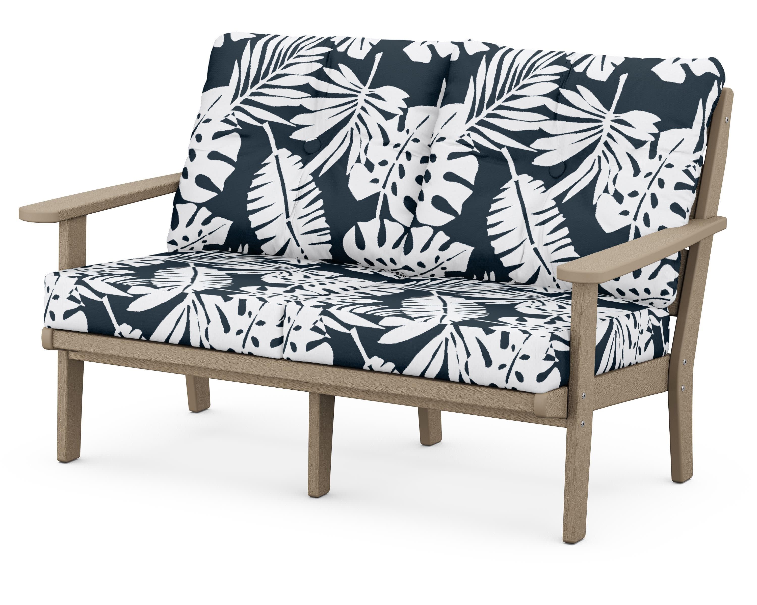 Lakeside Deep Seating Loveseat in Vintage Sahara / Leaf Marine Indigo