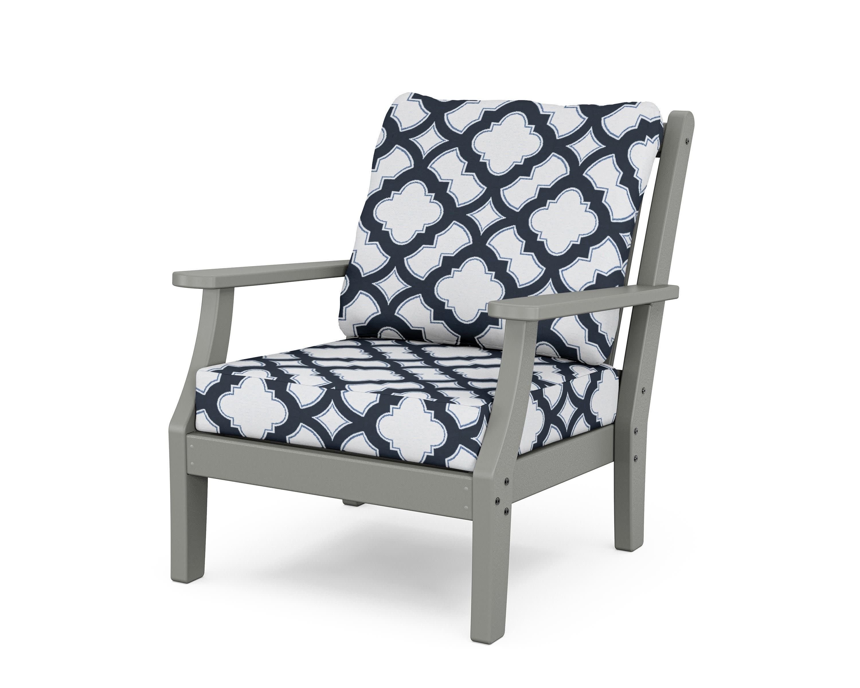 Wovendale Deep Seating Chair in Slate Grey / Trellis Marine Indigo