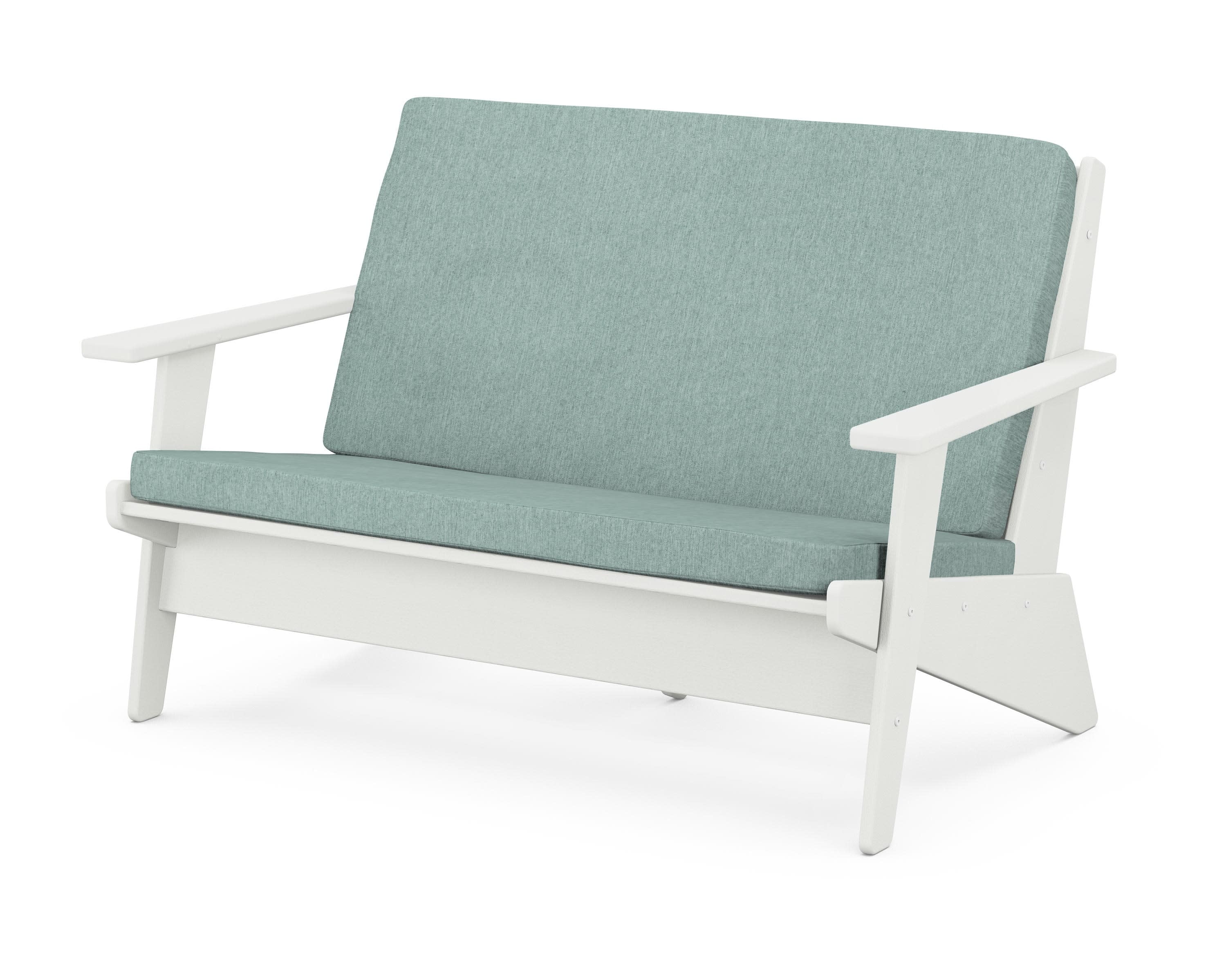 Riviera Modern Lounge Loveseat in Vintage White / Glacier Spa
