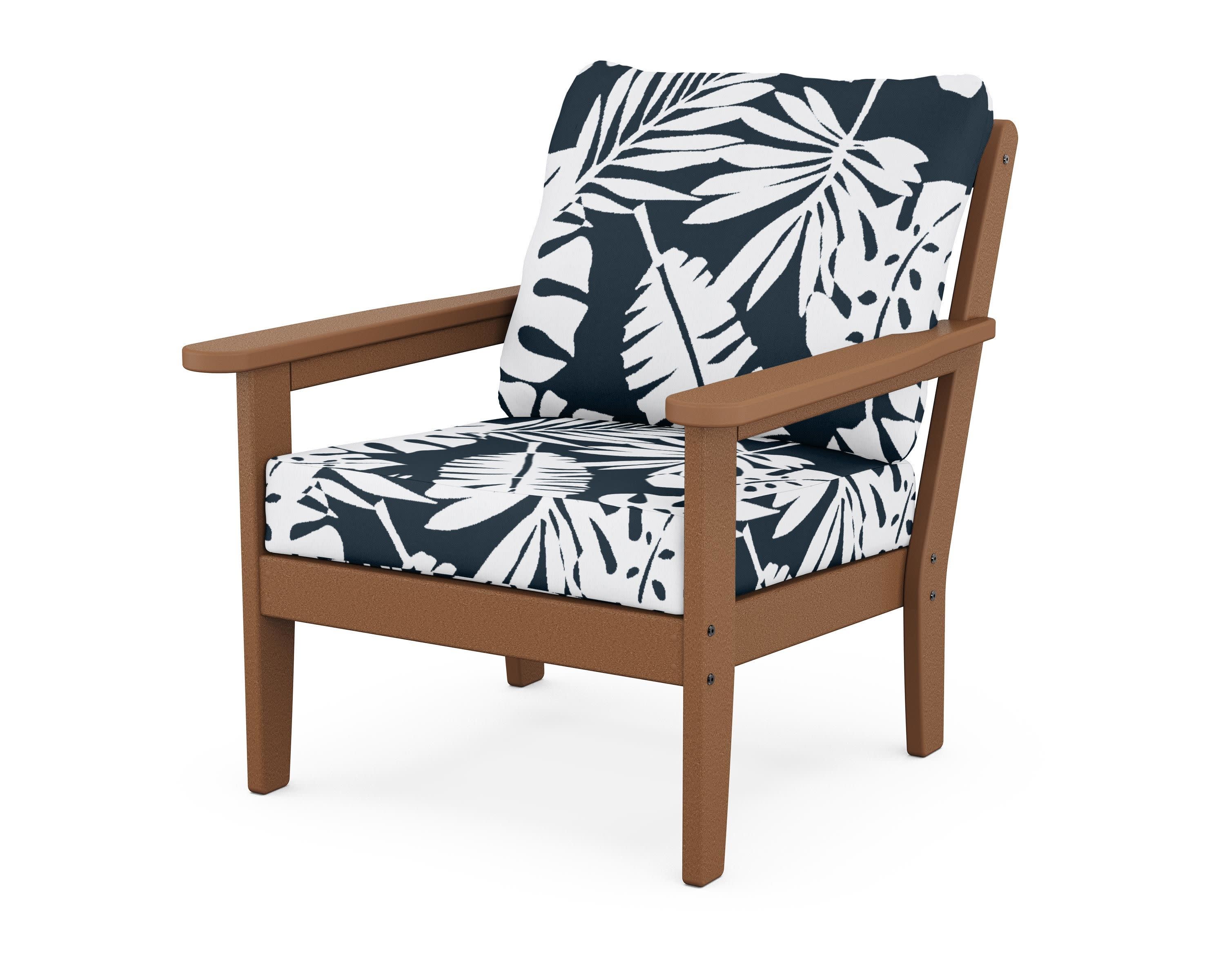 Cottage Deep Seating Chair in Teak / Leaf Marine Indigo