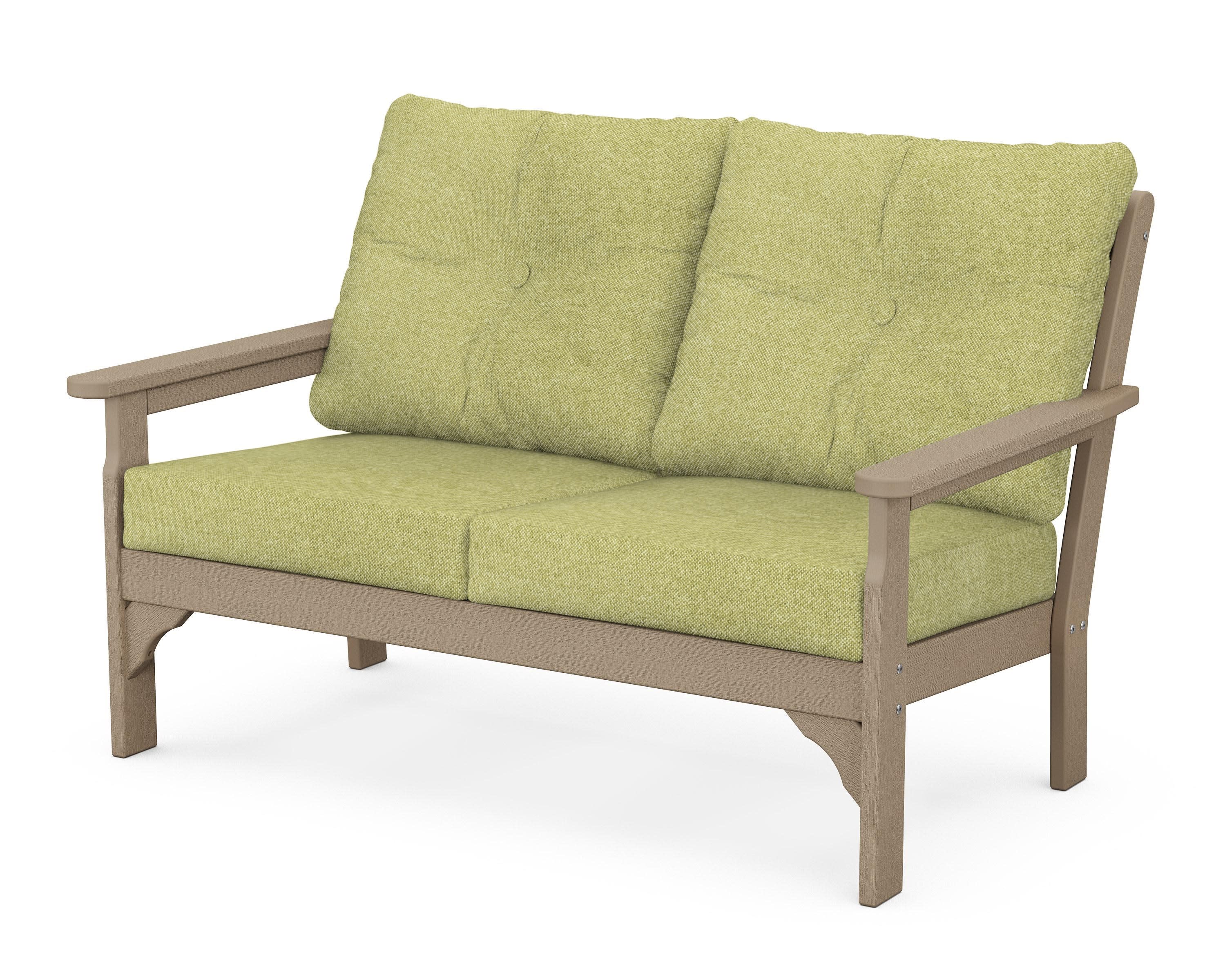 Vineyard Deep Seating Loveseat in Vintage Sahara / Chartreuse Boucle