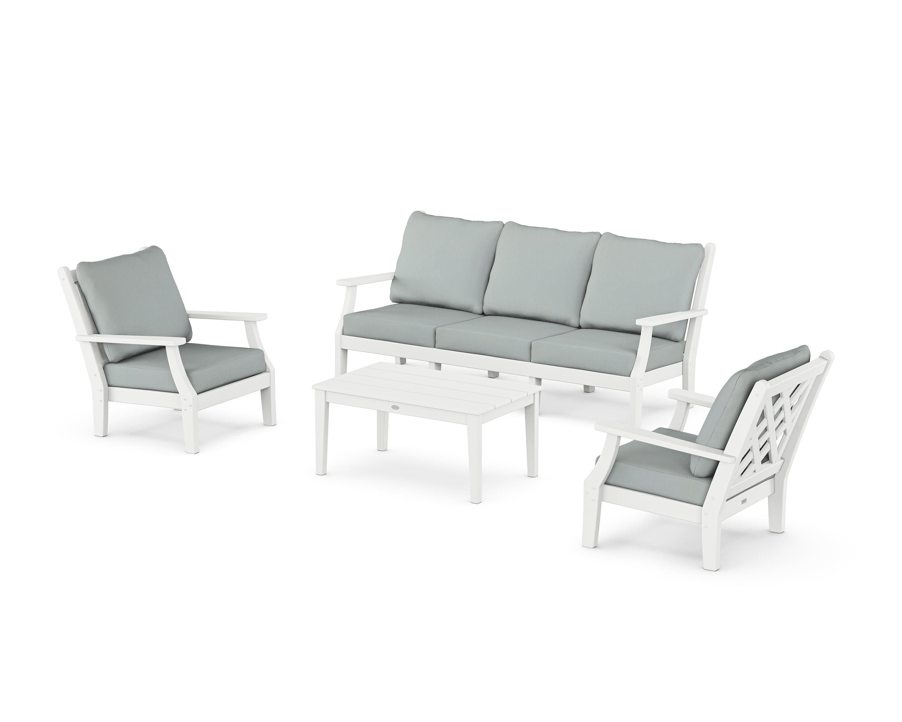Wovendale 4-Piece Deep Seating Set with Sofa in White / Spa
