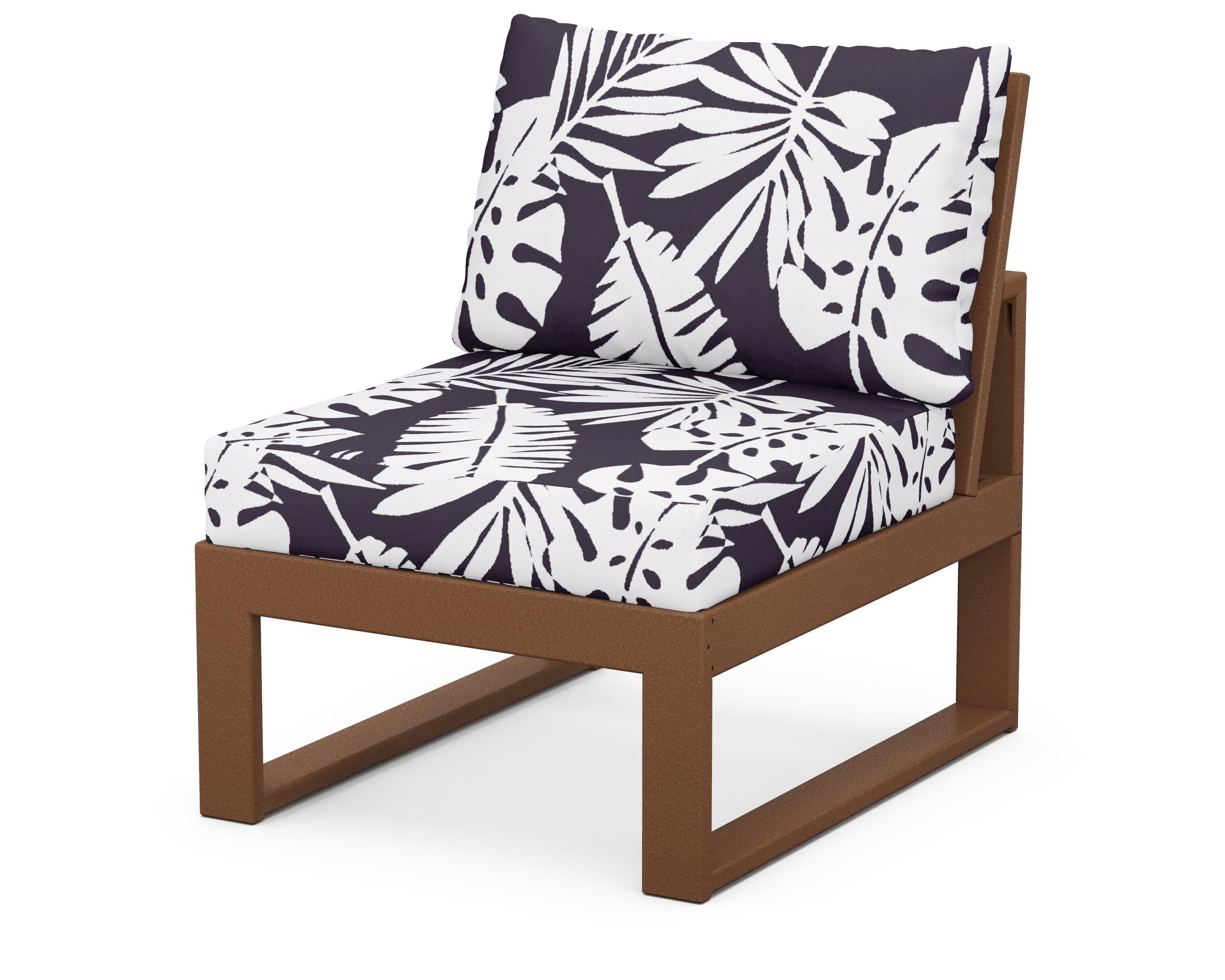Modular Armless Chair in Teak / Leaf Navy