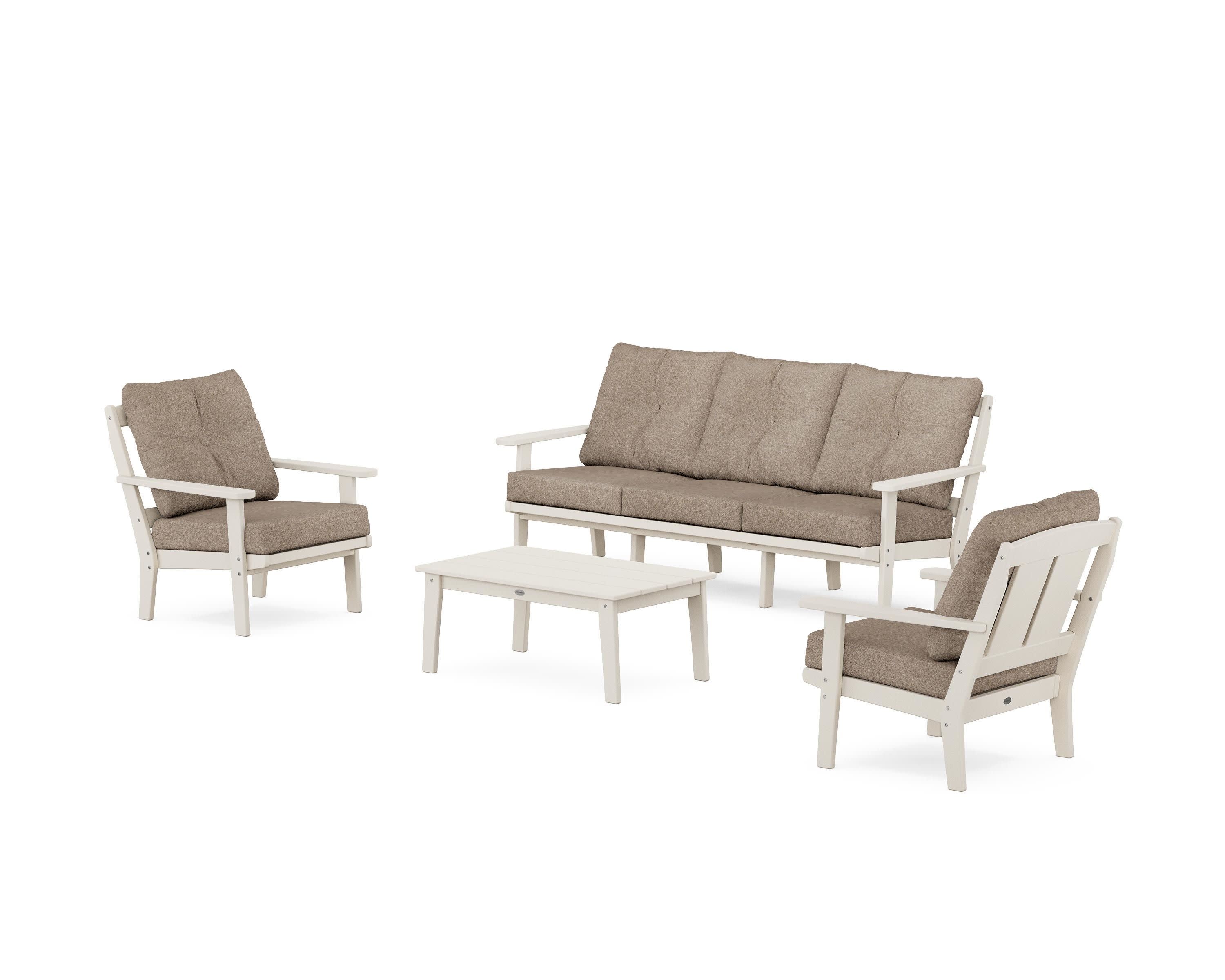 Mission 4-Piece Deep Seating Set with Sofa in Sand / Spiced Burlap