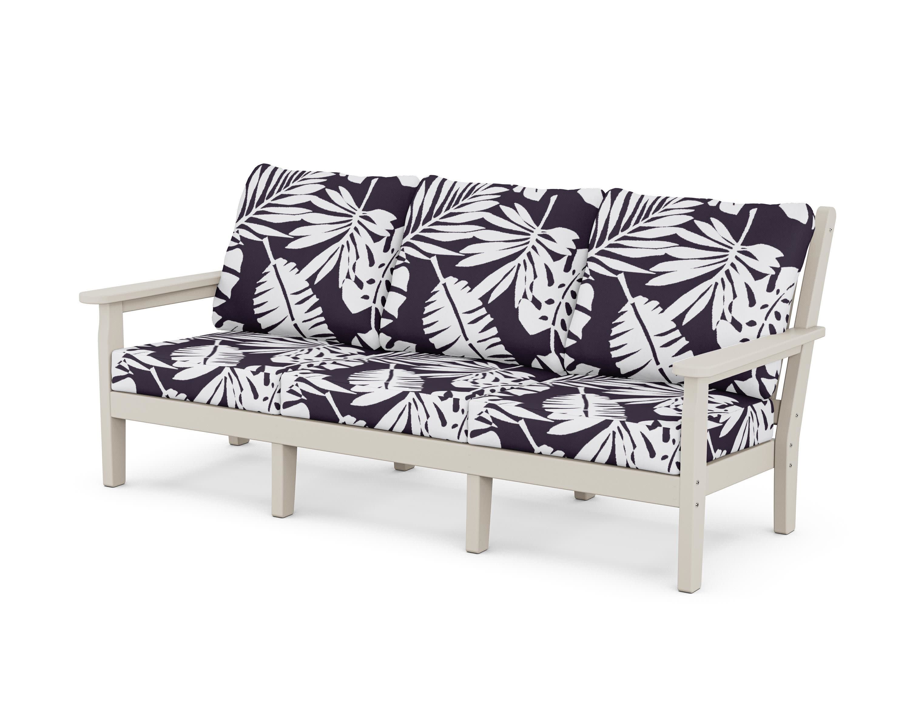 Chippendale Deep Seating Sofa in Sand / Leaf Navy