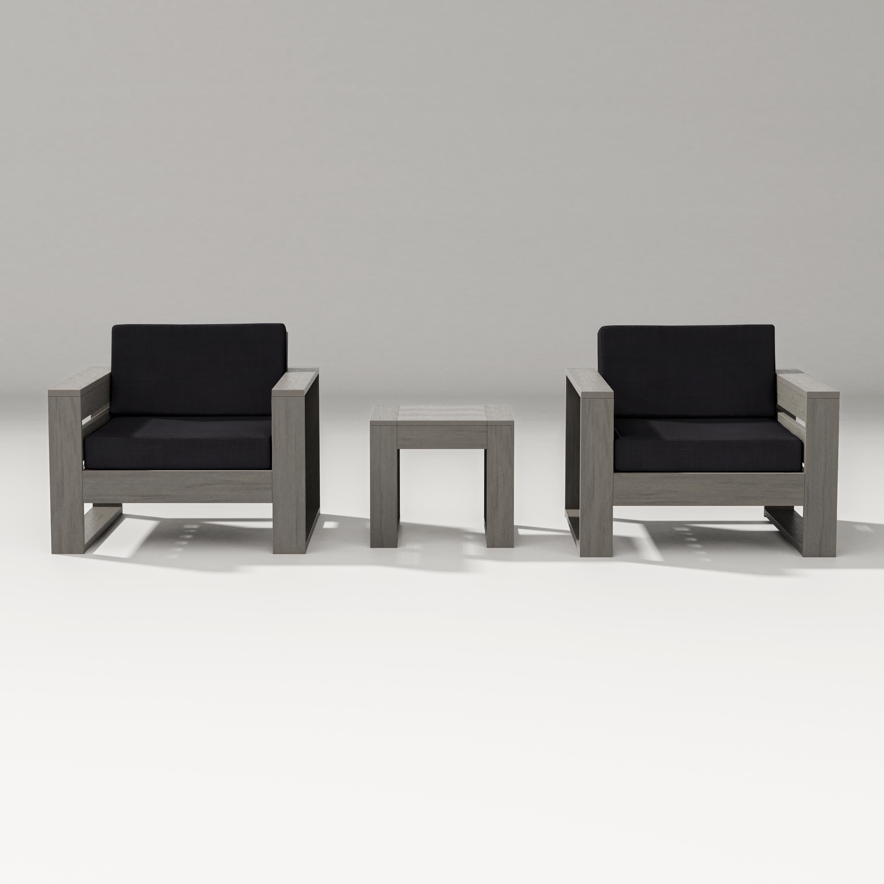 Latitude 3-Piece Lounge Chair Set in Driftwood / Midnight Linen