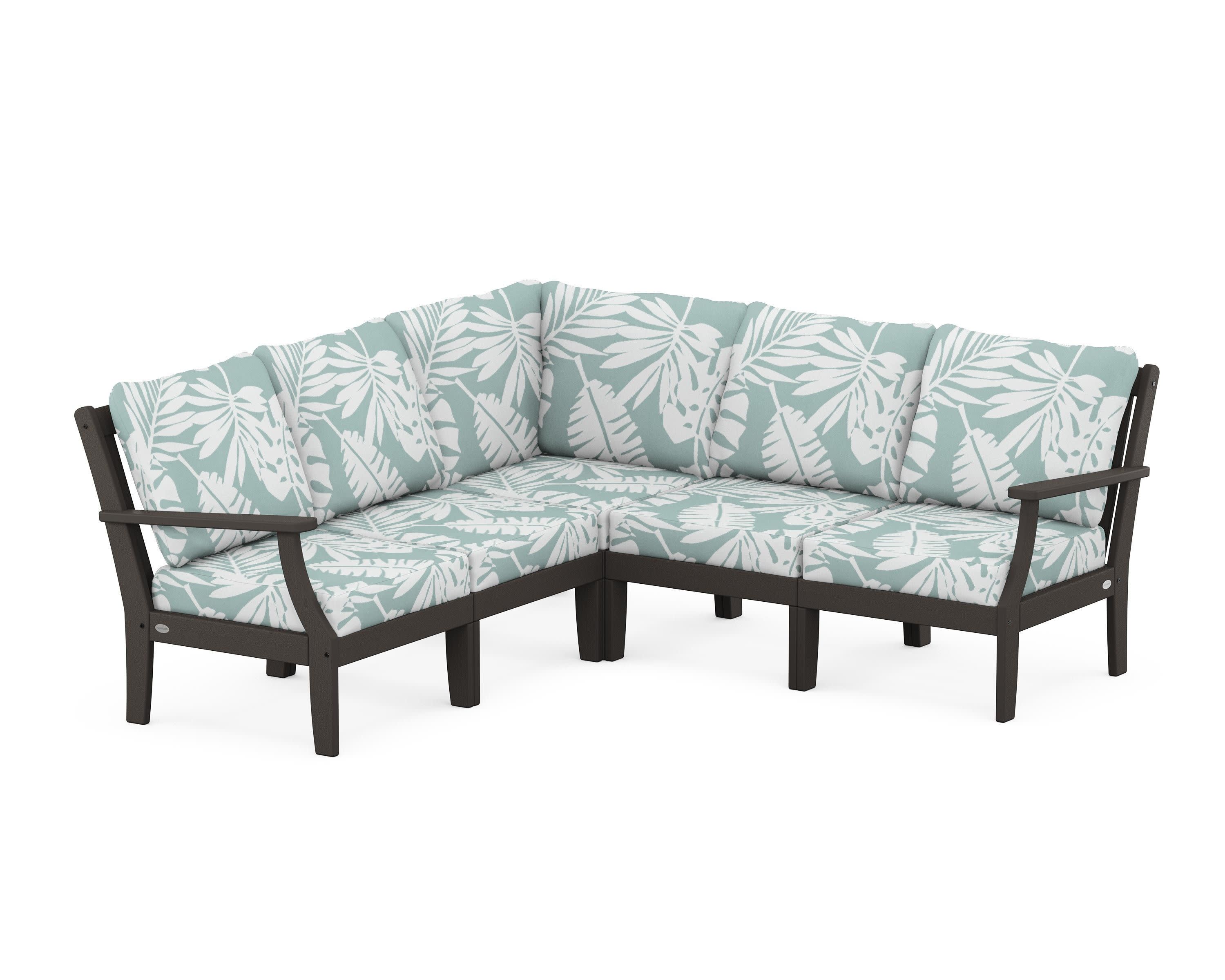 Braxton Modular 5-Piece Deep Seating Set in Vintage Coffee / Leaf Glacier Spa