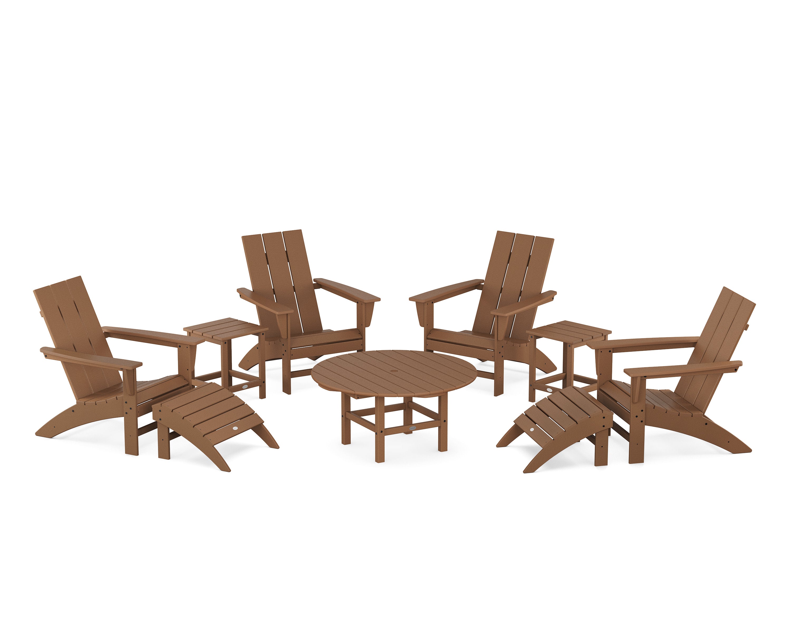 Modern Adirondack Chair 9-Piece Conversation Set in Teak