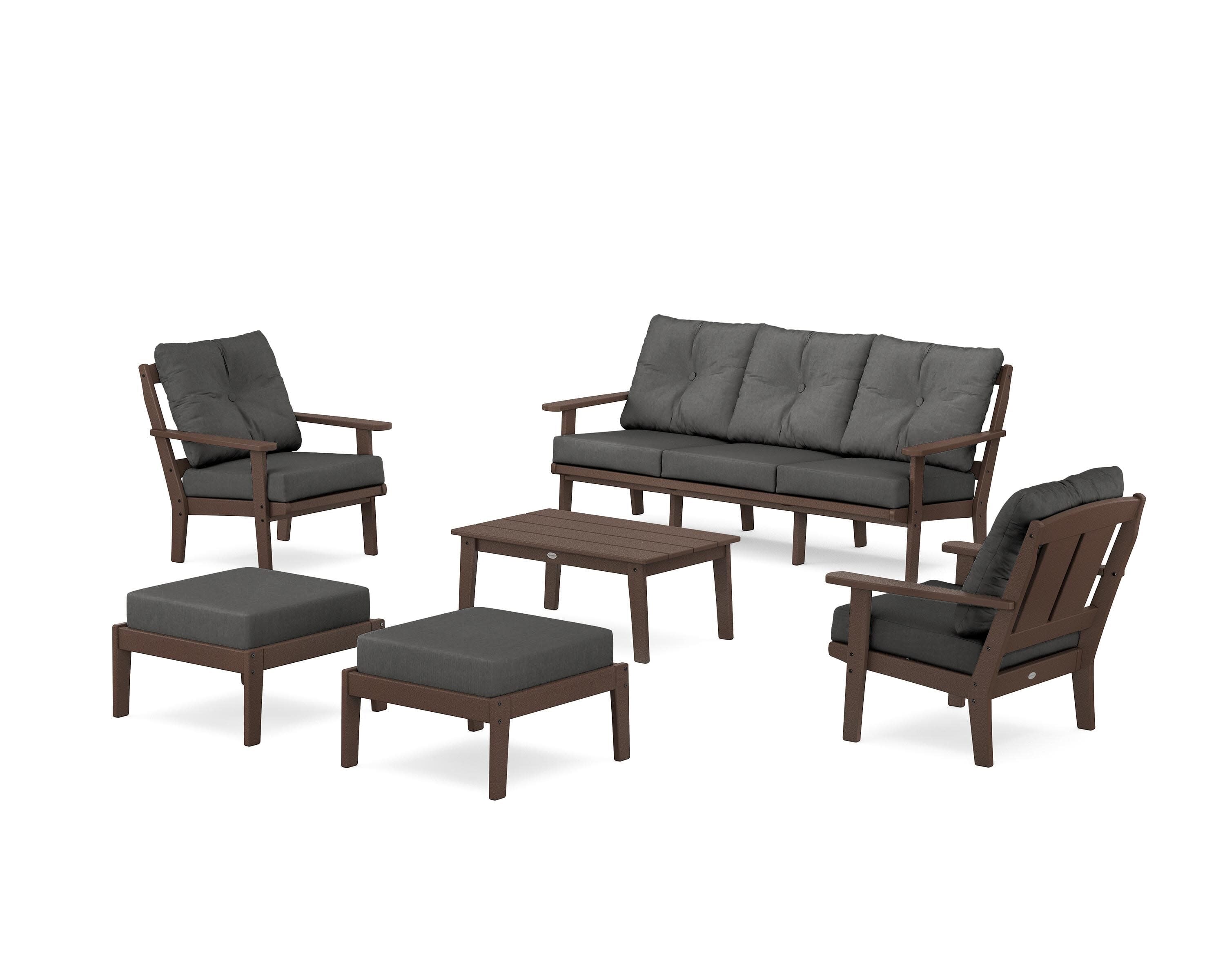 Mission 6-Piece Lounge Sofa Set in Mahogany / Spectrum Carbon