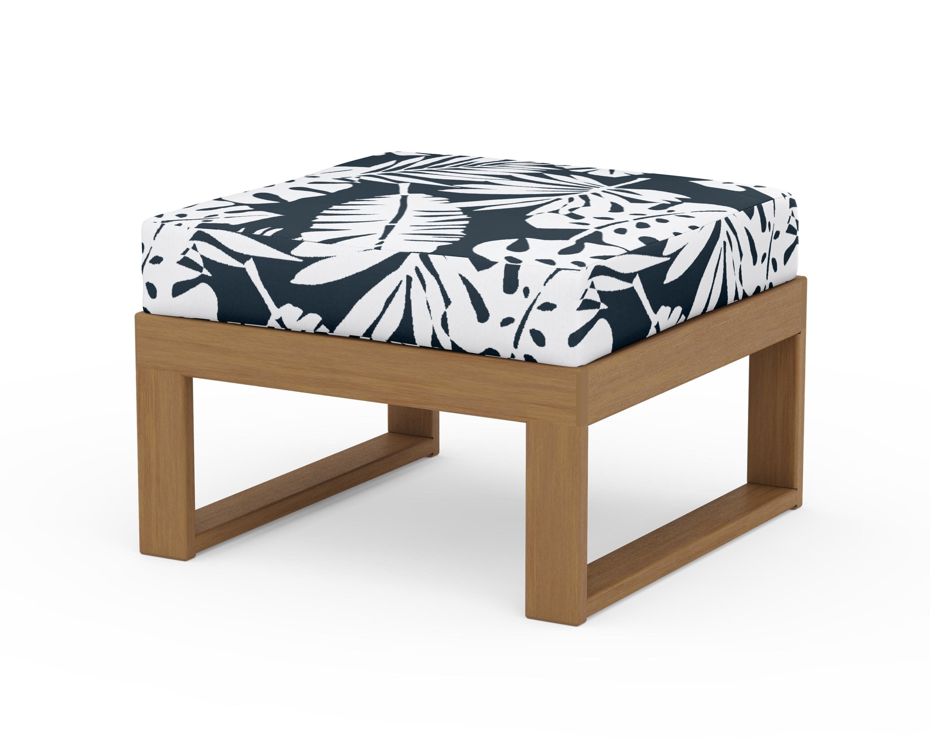 Modular Ottoman - Modern in Natural / Leaf Marine Indigo