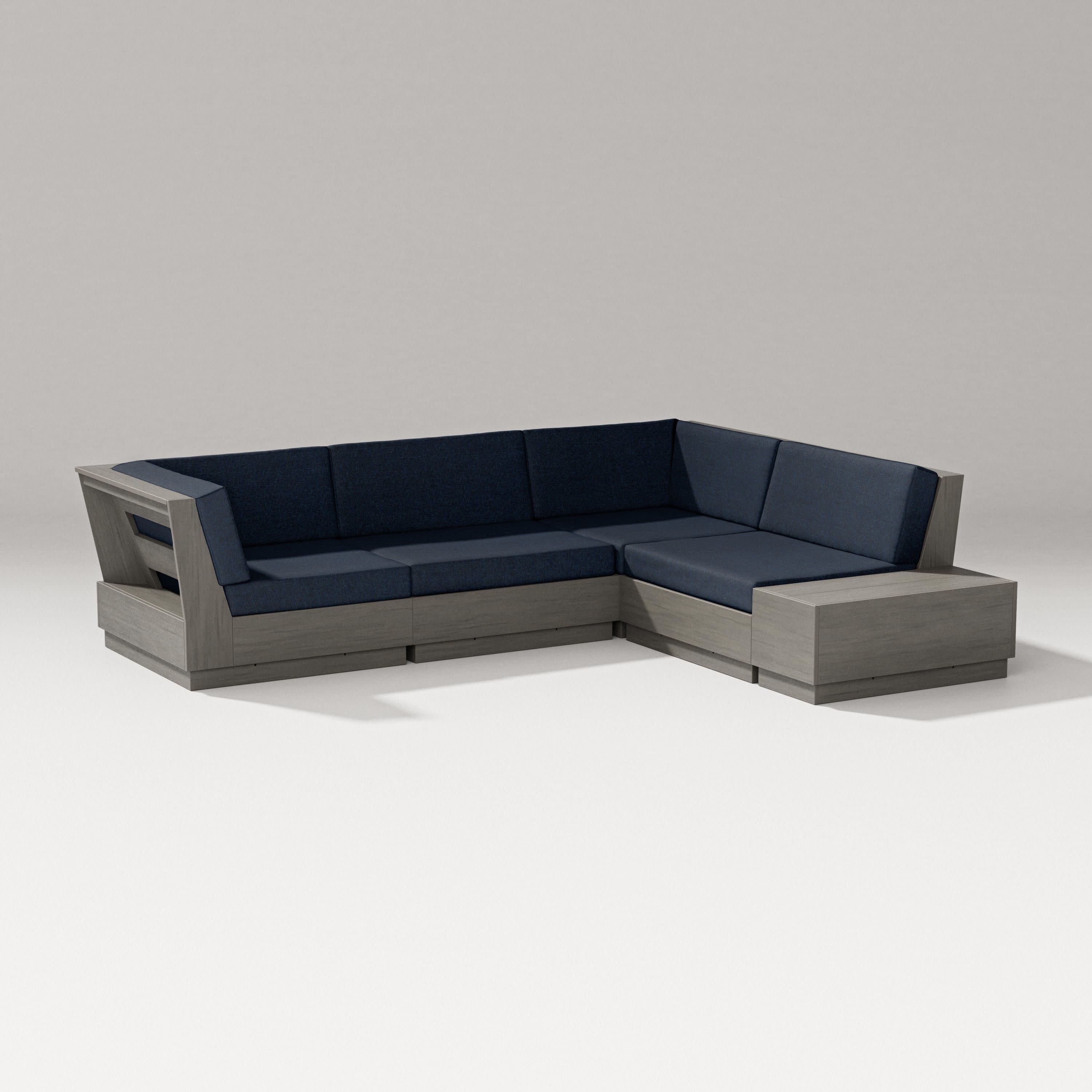 Elevate Corner Sectional in Driftwood / Marine Indigo