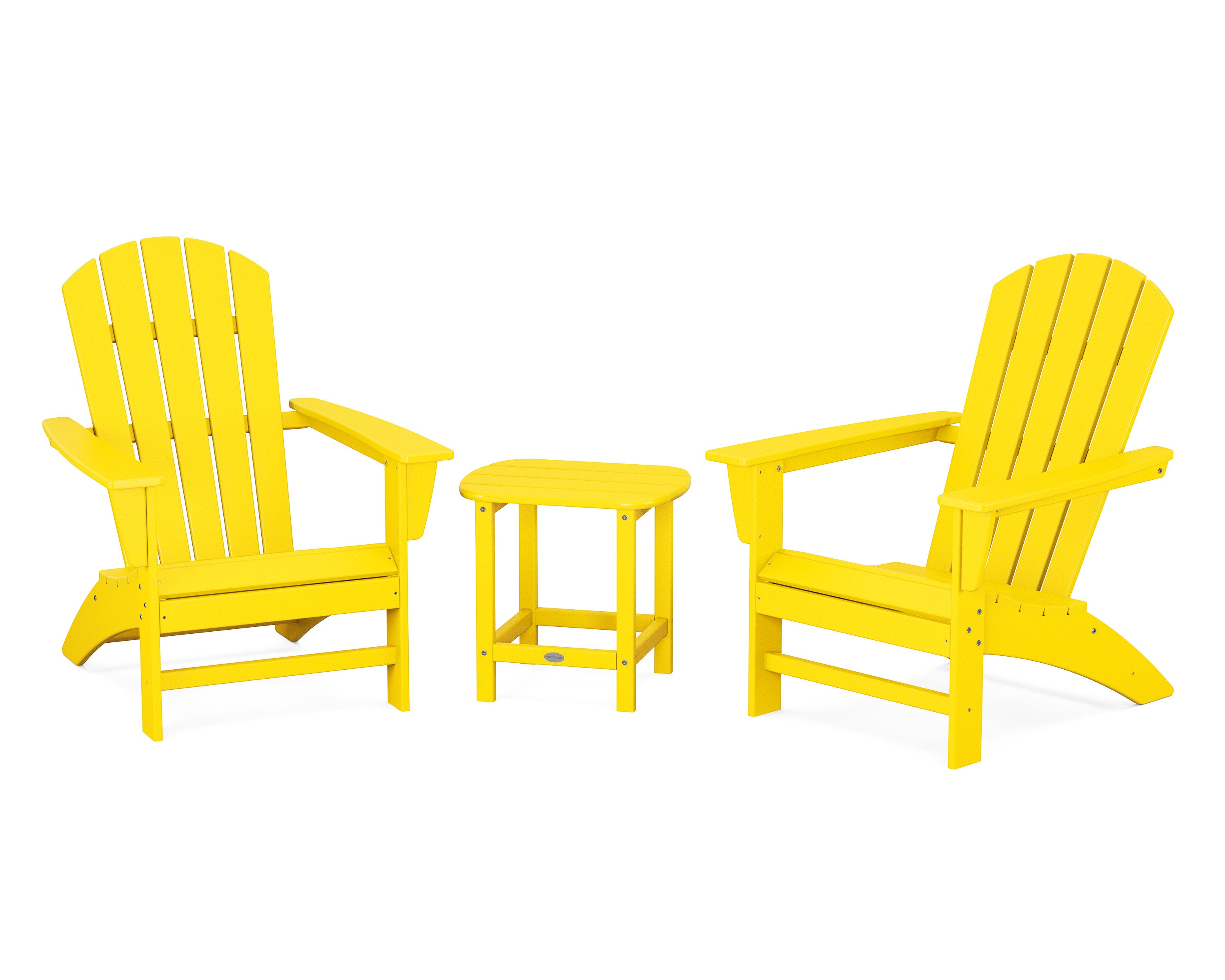 Nautical 3-Piece Adirondack Set with South Beach 18" Side Table in Lemon