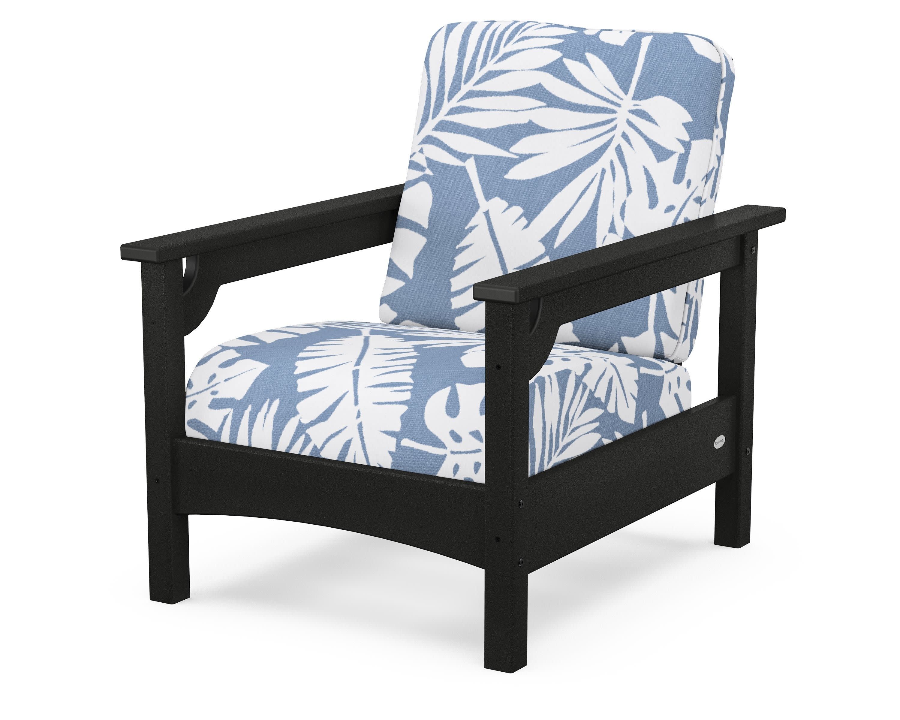 Club Chair in Black / Leaf Sky Blue