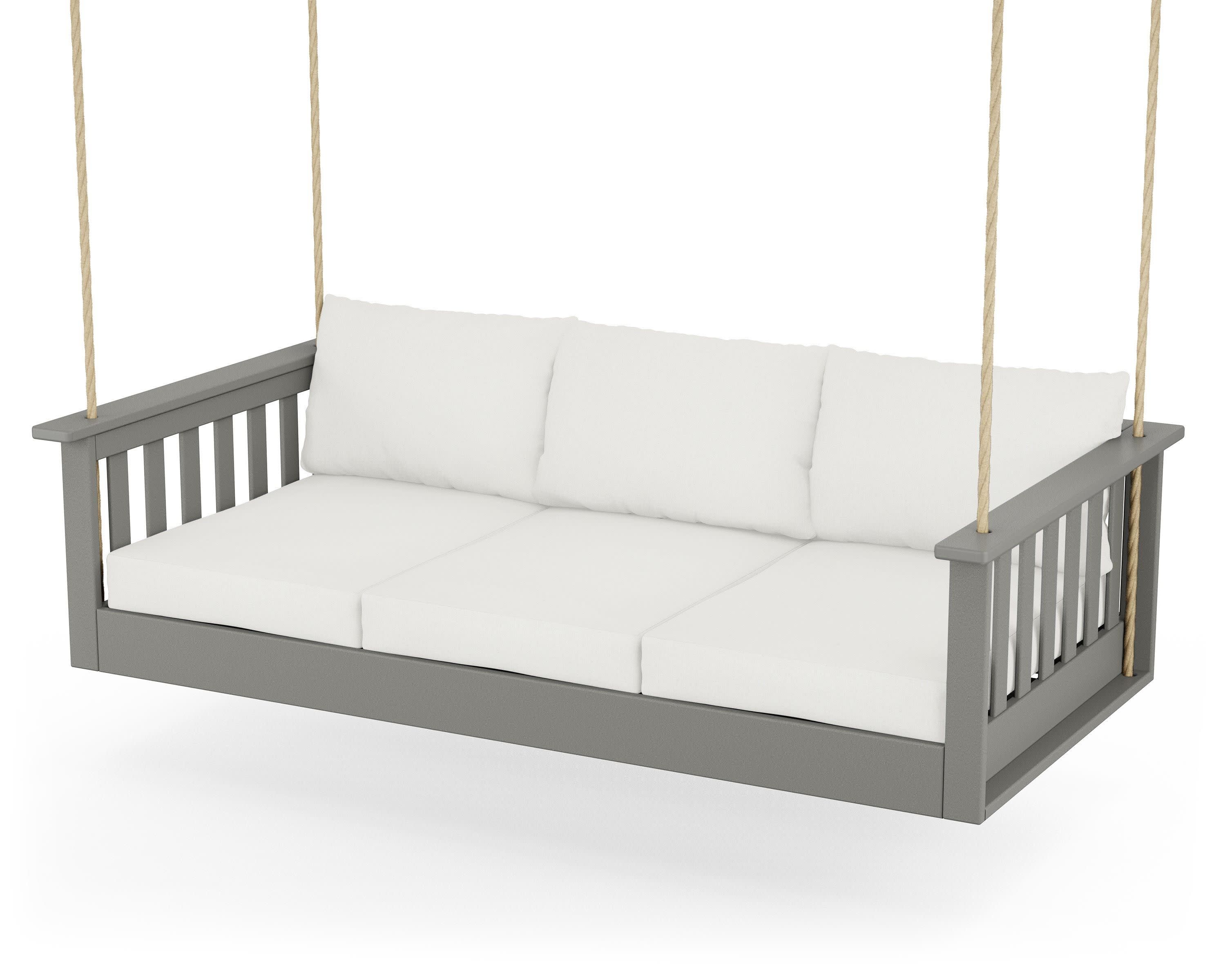 Vineyard Daybed Swing in Slate Grey / Natural Linen