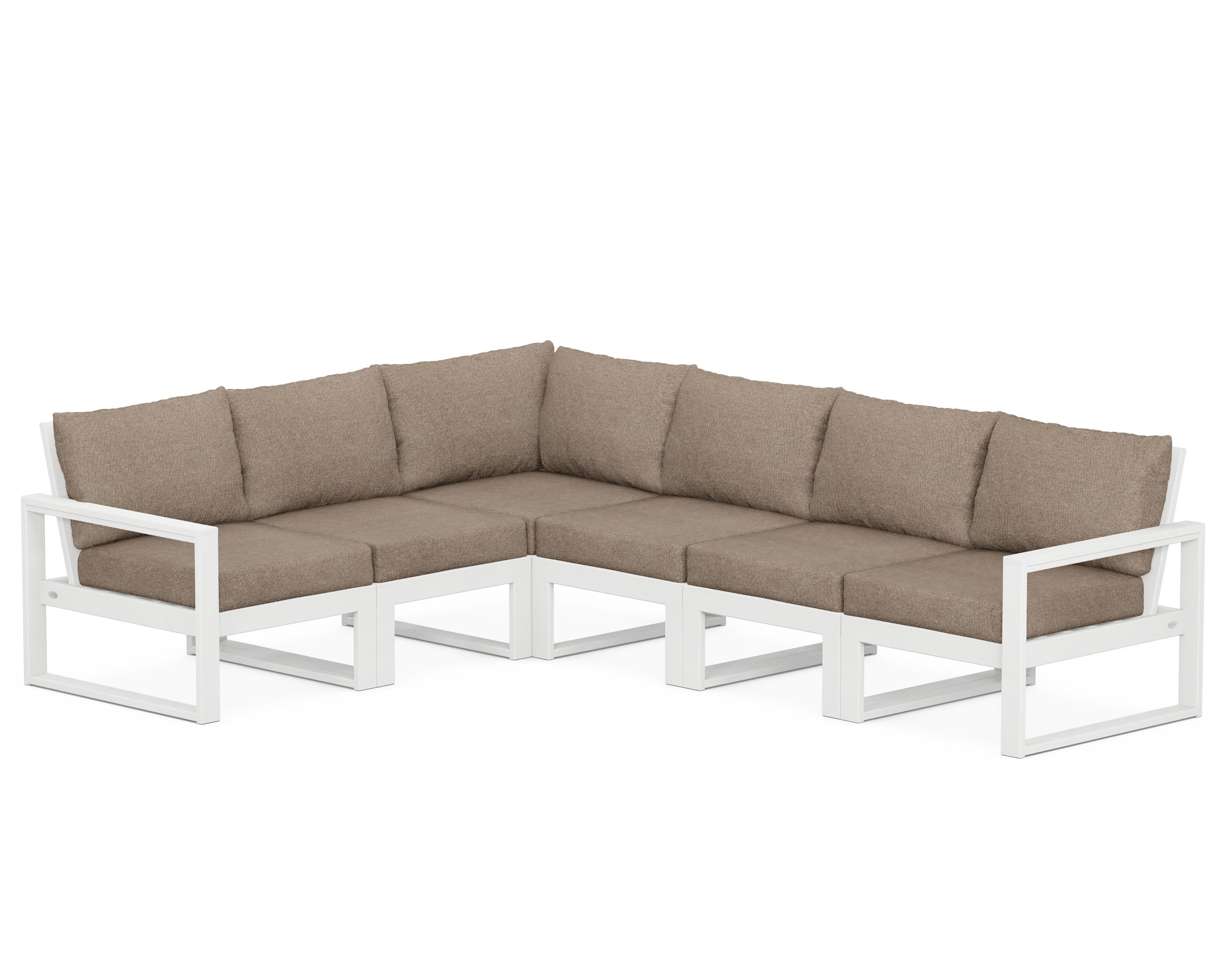 EDGE 6-Piece Modular Deep Seating Set in White / Spiced Burlap