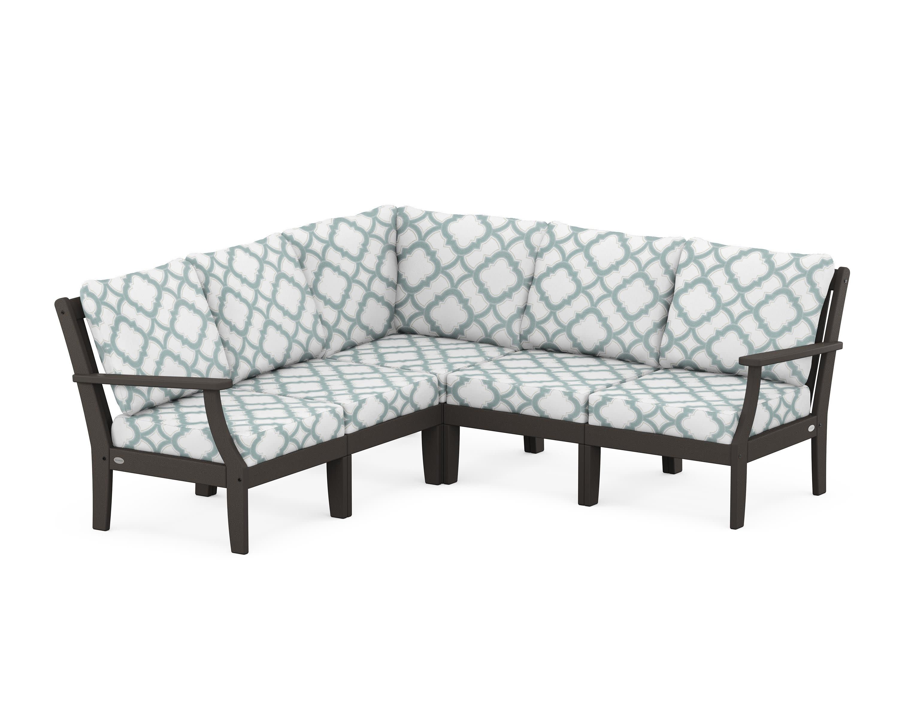 Braxton Modular 5-Piece Deep Seating Set in Vintage Coffee / Trellis Glacier Spa