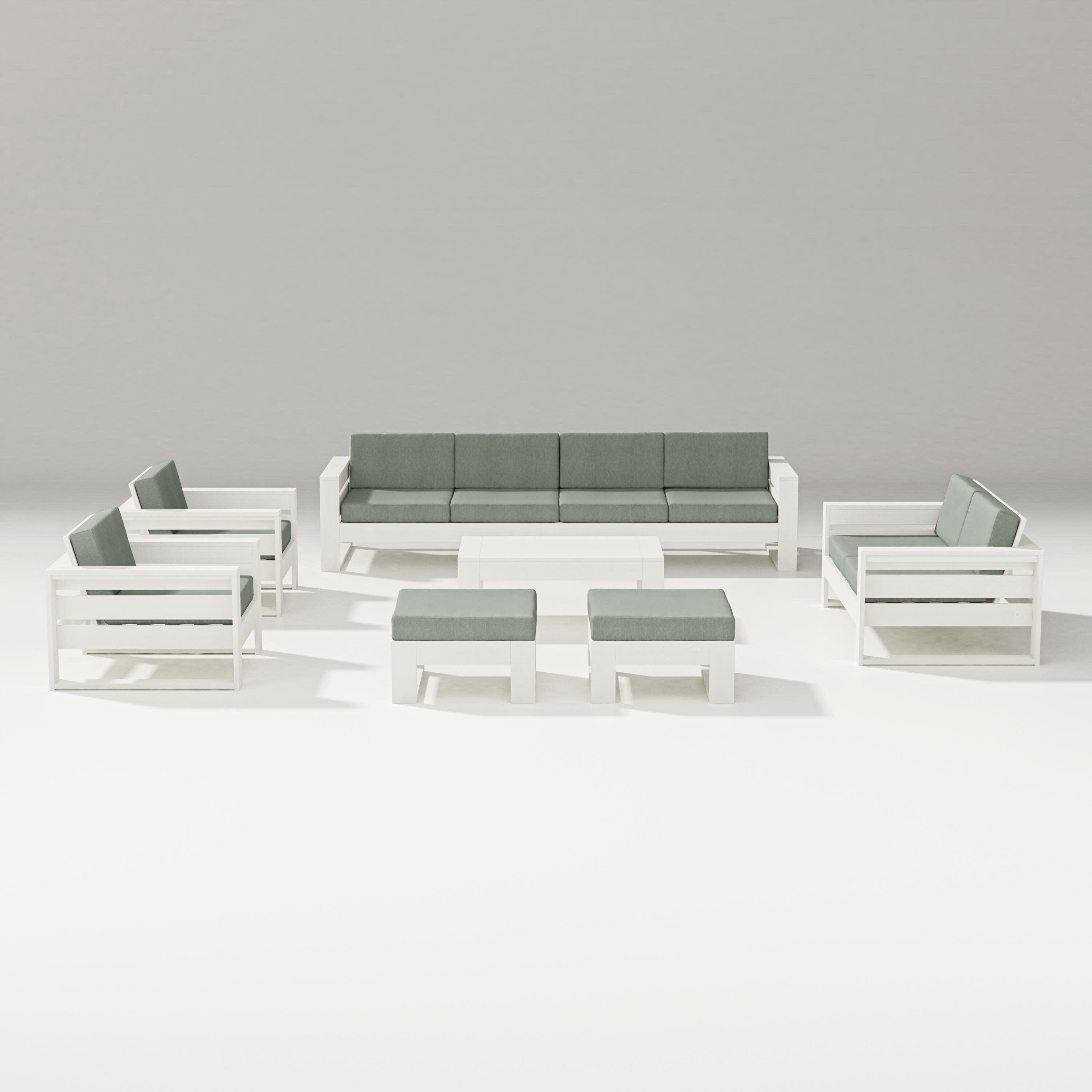 Latitude 8-Piece Lounge Sofa Set in Vintage White / Cast Sage