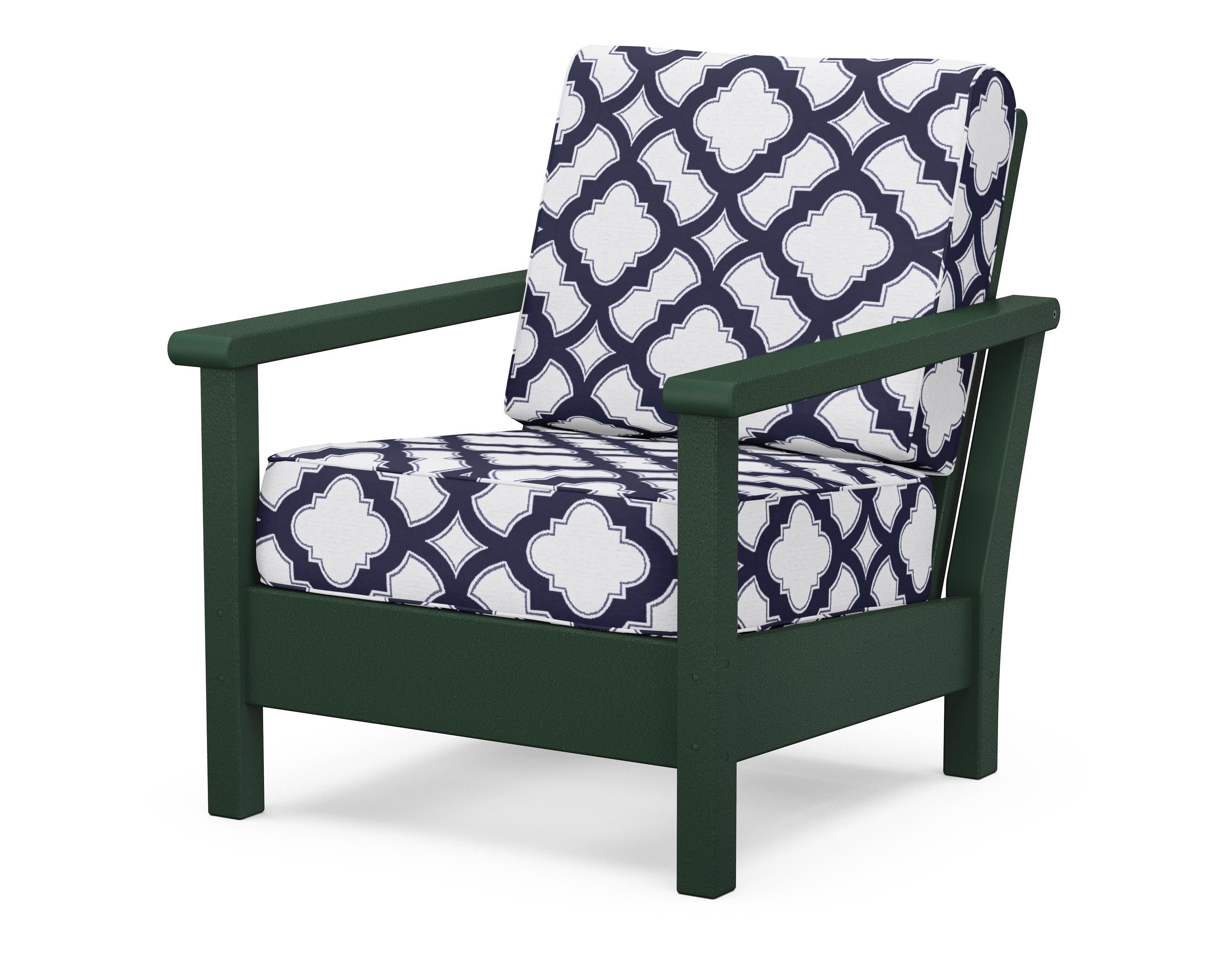 Harbour Deep Seating Chair in Green / Trellis Navy