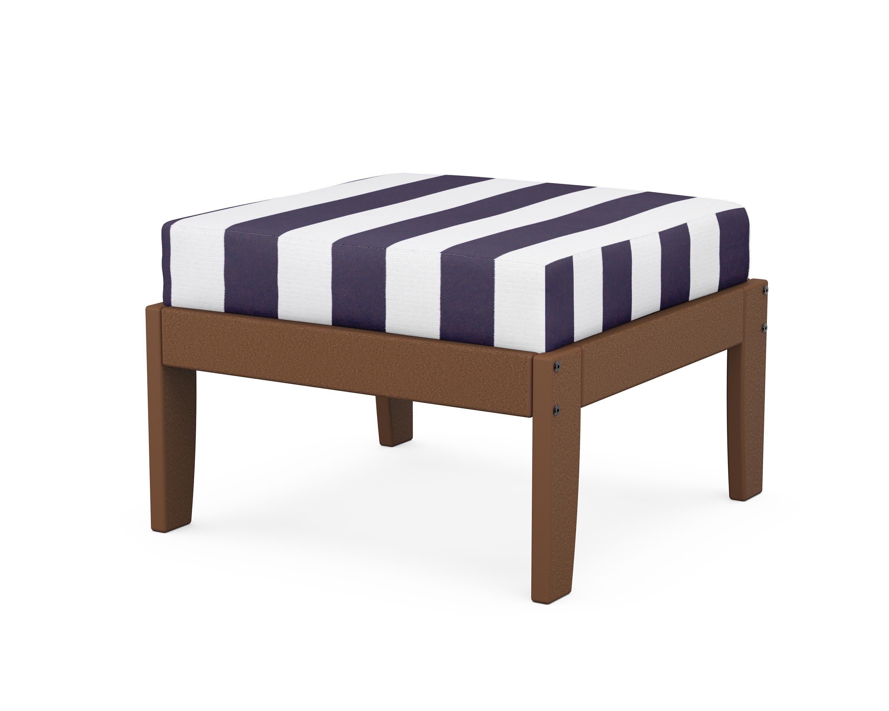 Modular Ottoman - Classic in Teak / Cabana Stripe Navy