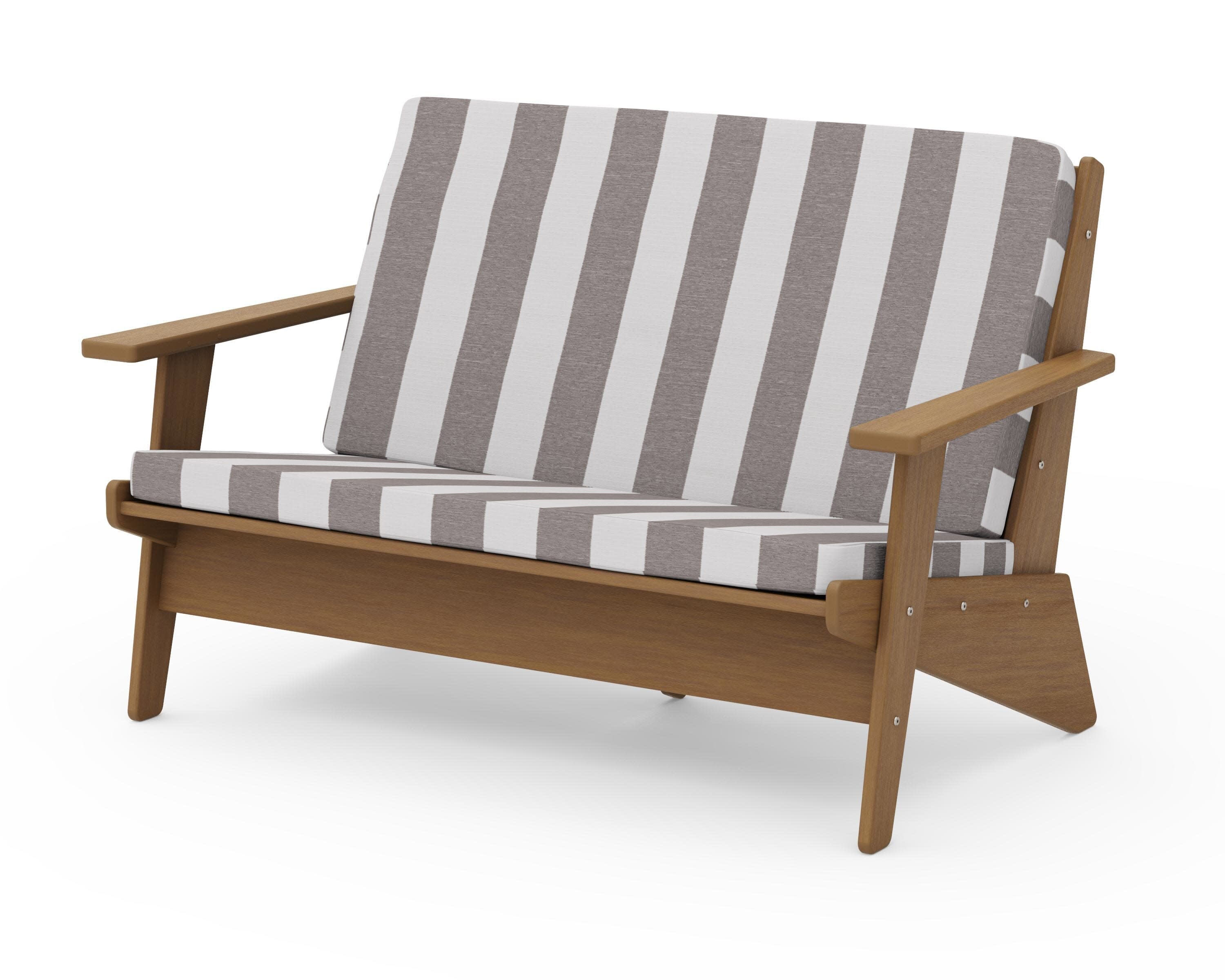 Riviera Modern Lounge Loveseat in Natural / Cabana Stripe Grey Mist