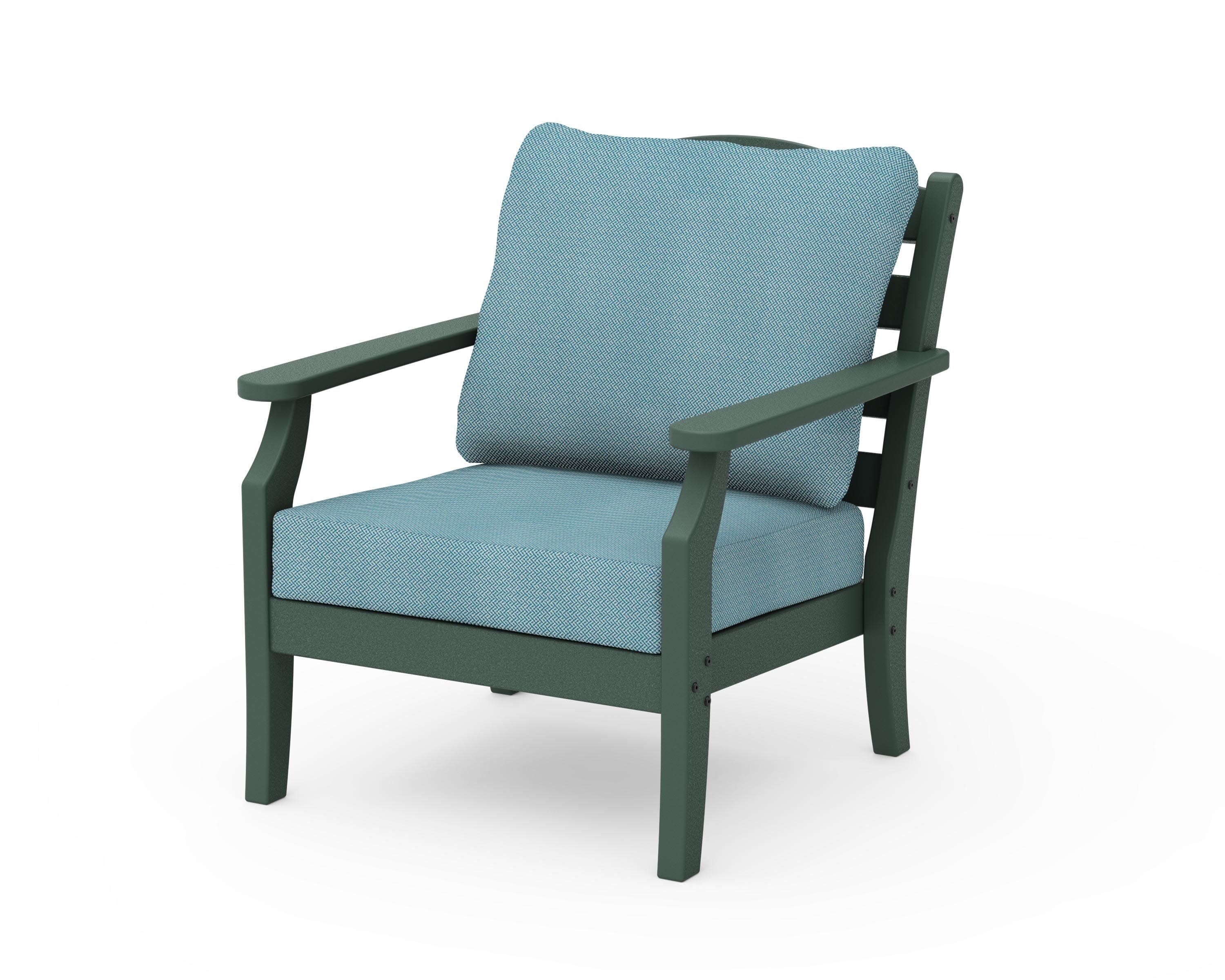 Savannah Deep Seating Chair in Green / Lattice Sky Blue