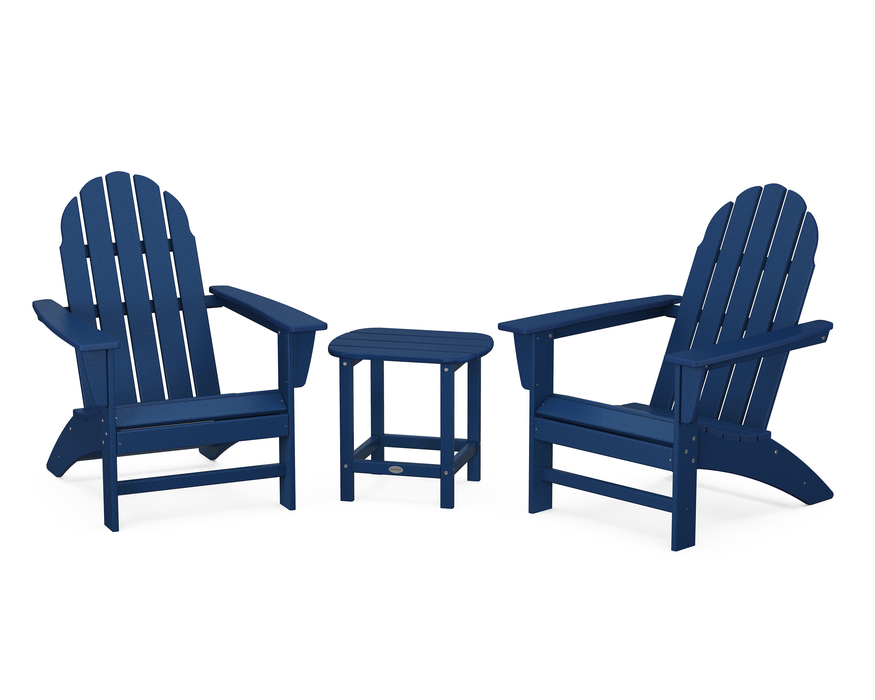 Vineyard 3-Piece Adirondack Set with South Beach 18" Side Table in Navy