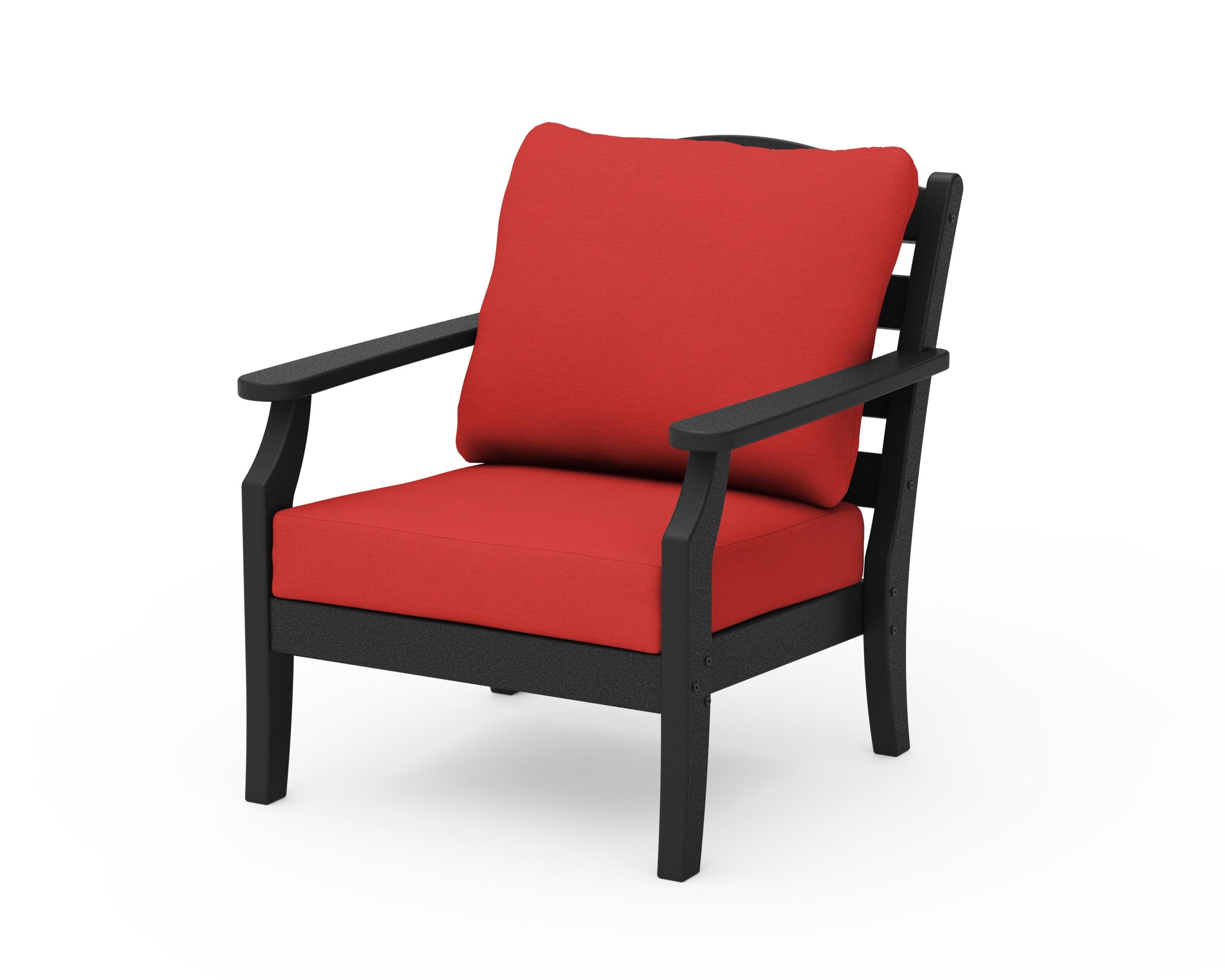 Savannah Deep Seating Chair in Black / Crimson Linen