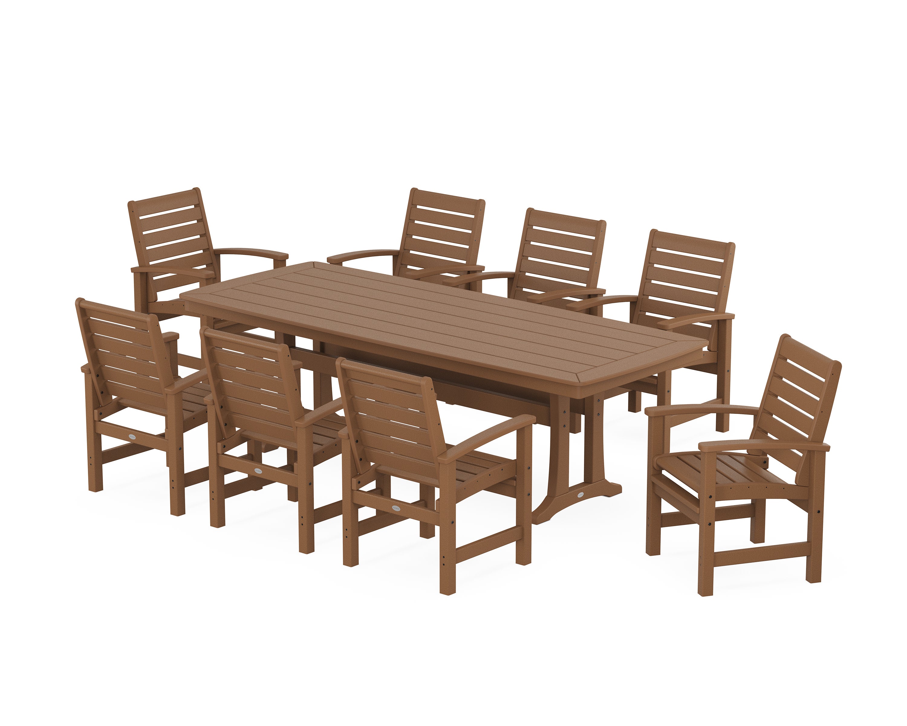 Signature 9-Piece Dining Set with Trestle Legs in Teak