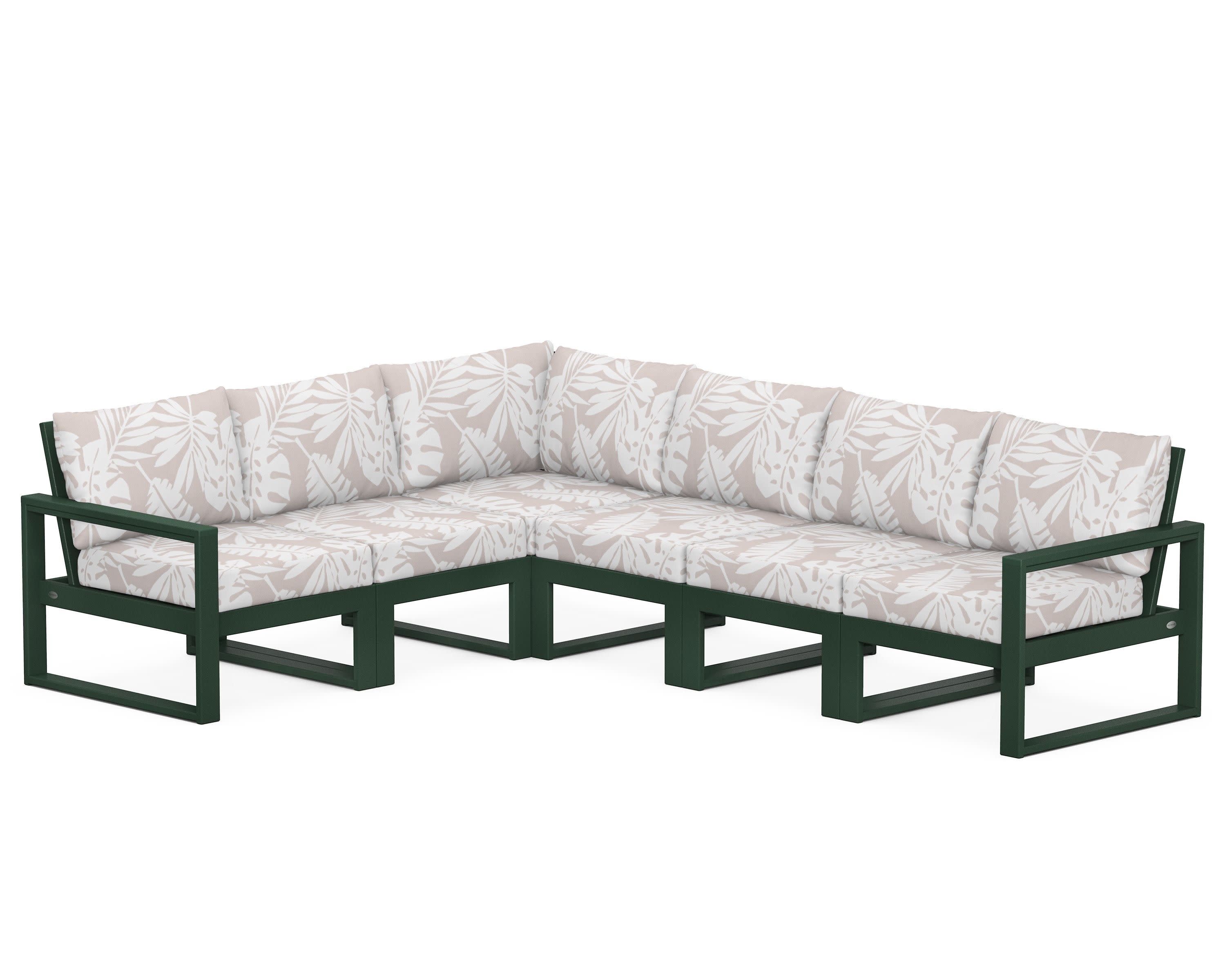 EDGE 6-Piece Modular Deep Seating Set in Green / Leaf Dune Burlap