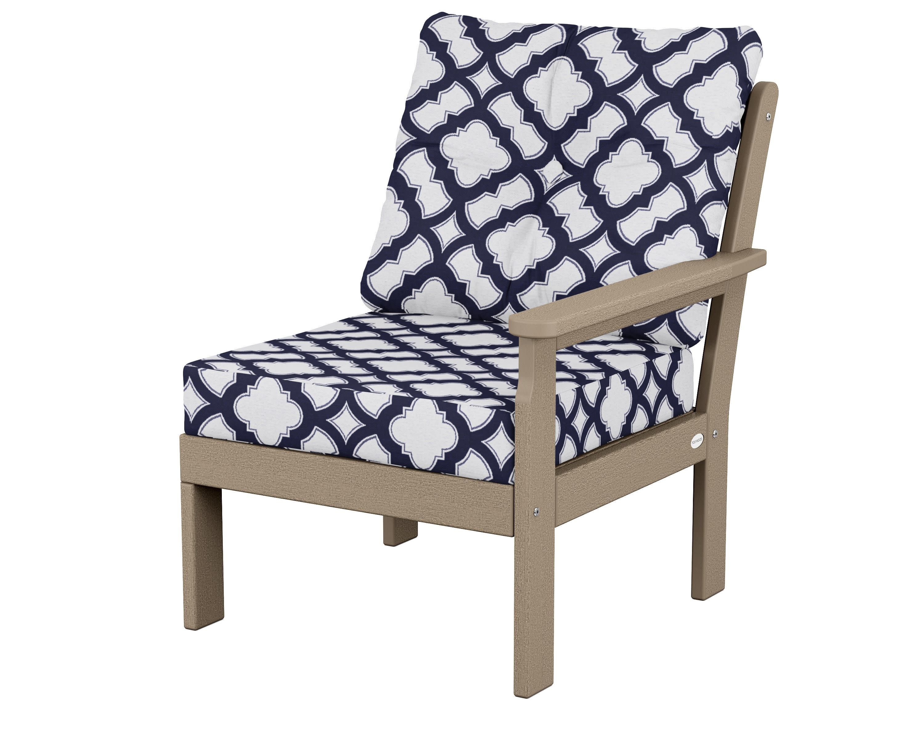 Vineyard Modular Right Arm Chair in Vintage Sahara / Trellis Navy