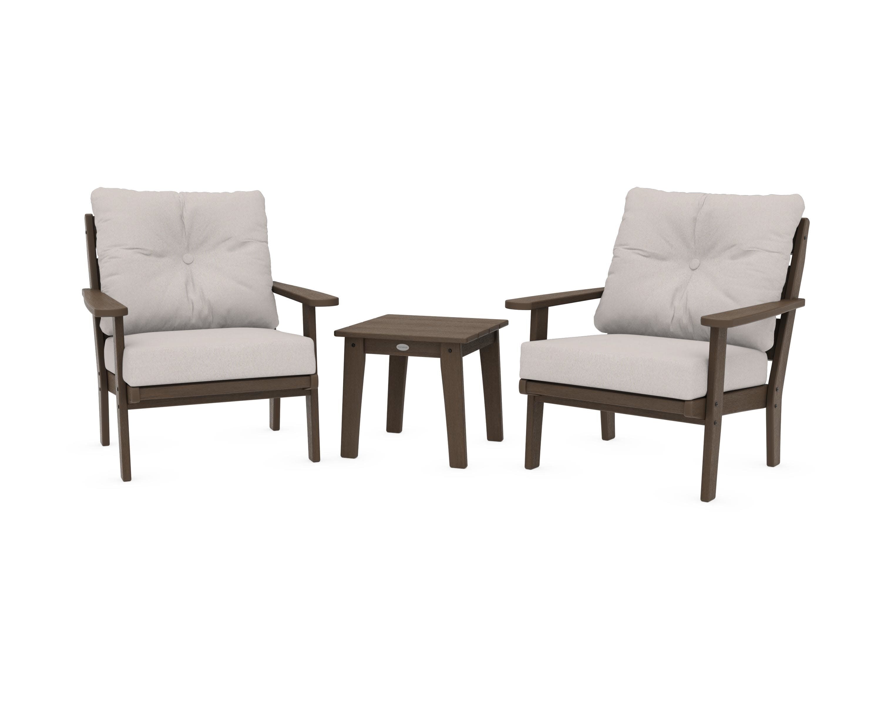 Lakeside 3-Piece Deep Seating Chair Set in Kona / Dune Burlap