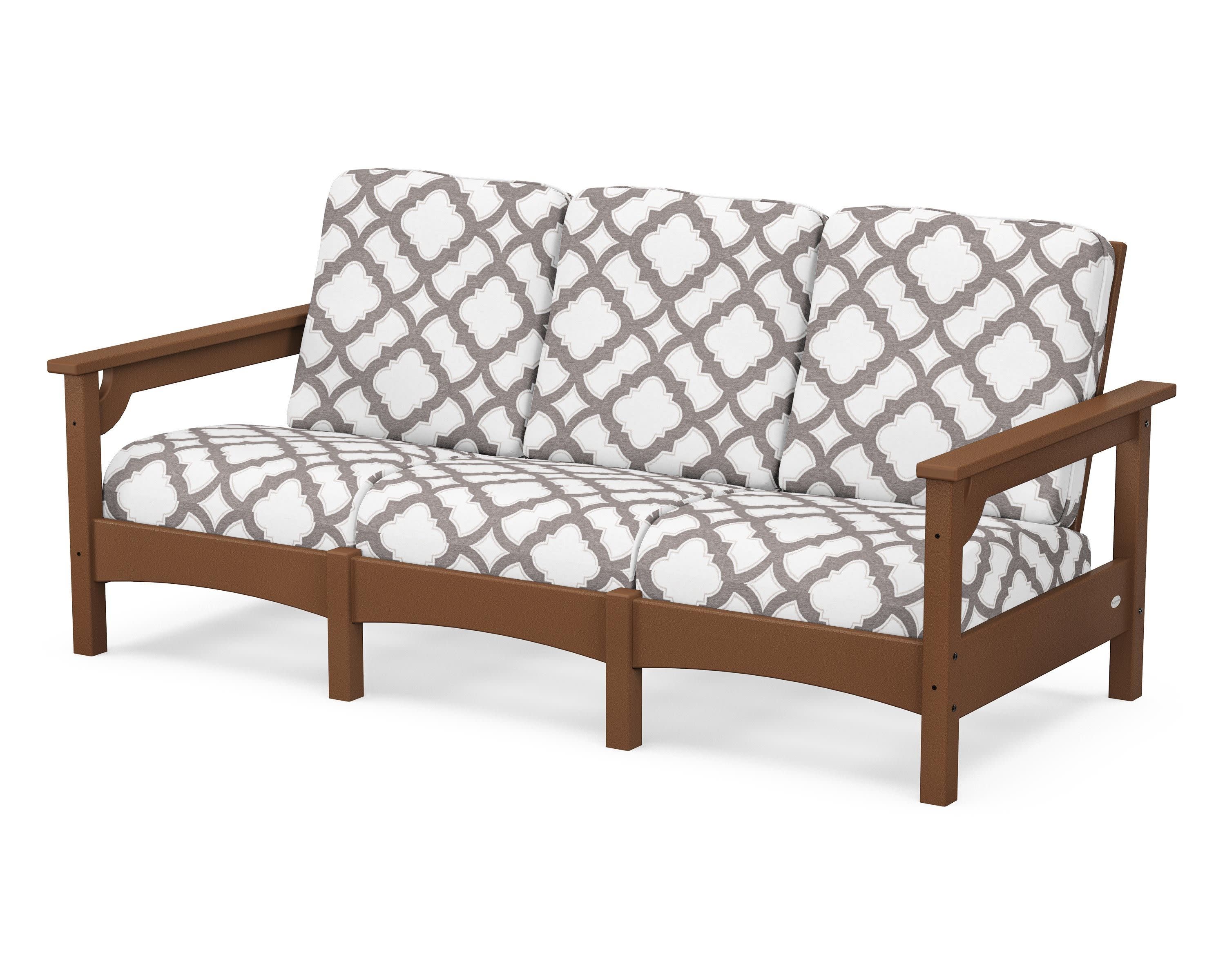 Club Sofa in Teak / Trellis Grey Mist