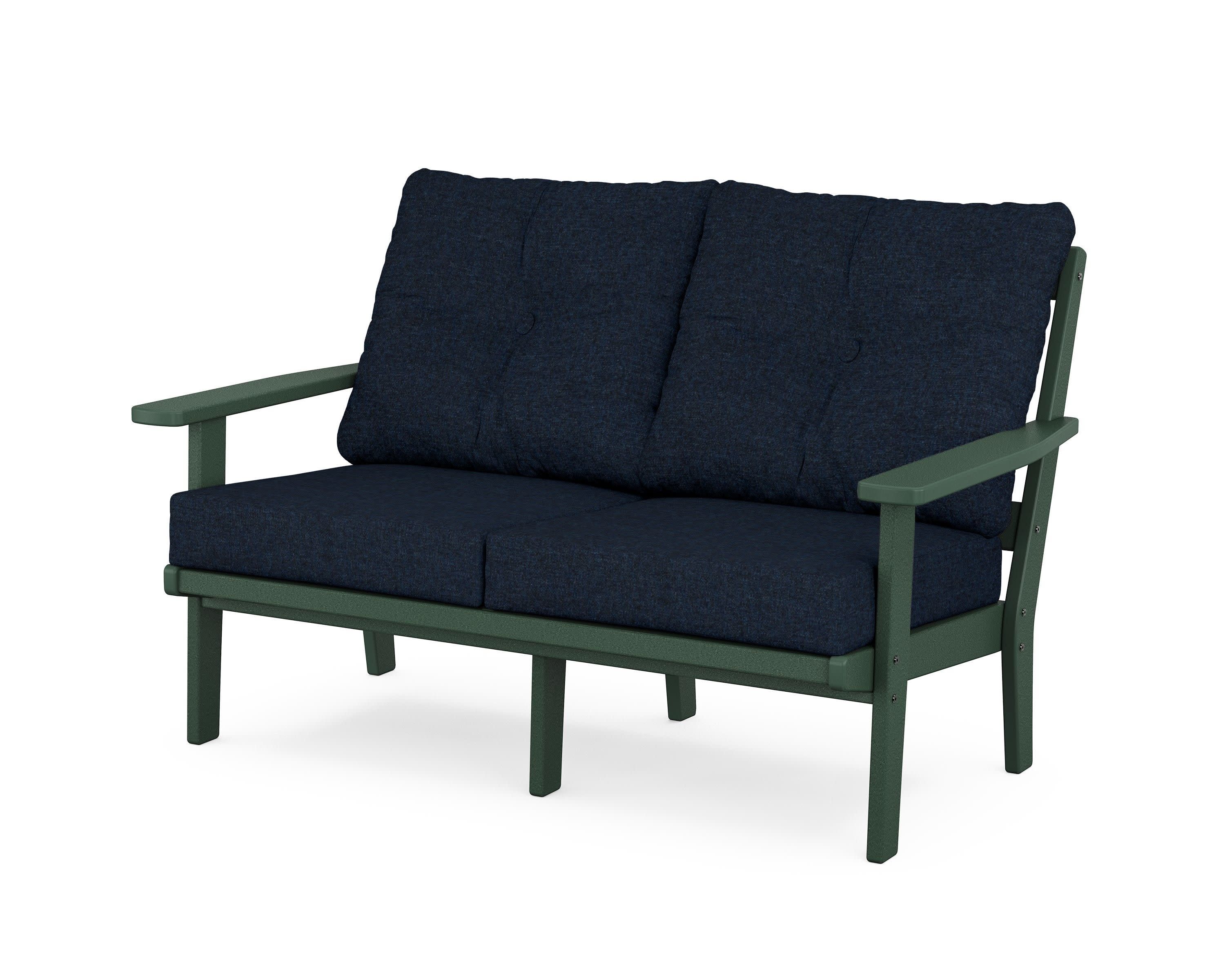 Oxford Deep SeatingLoveseat in Green / Marine Indigo