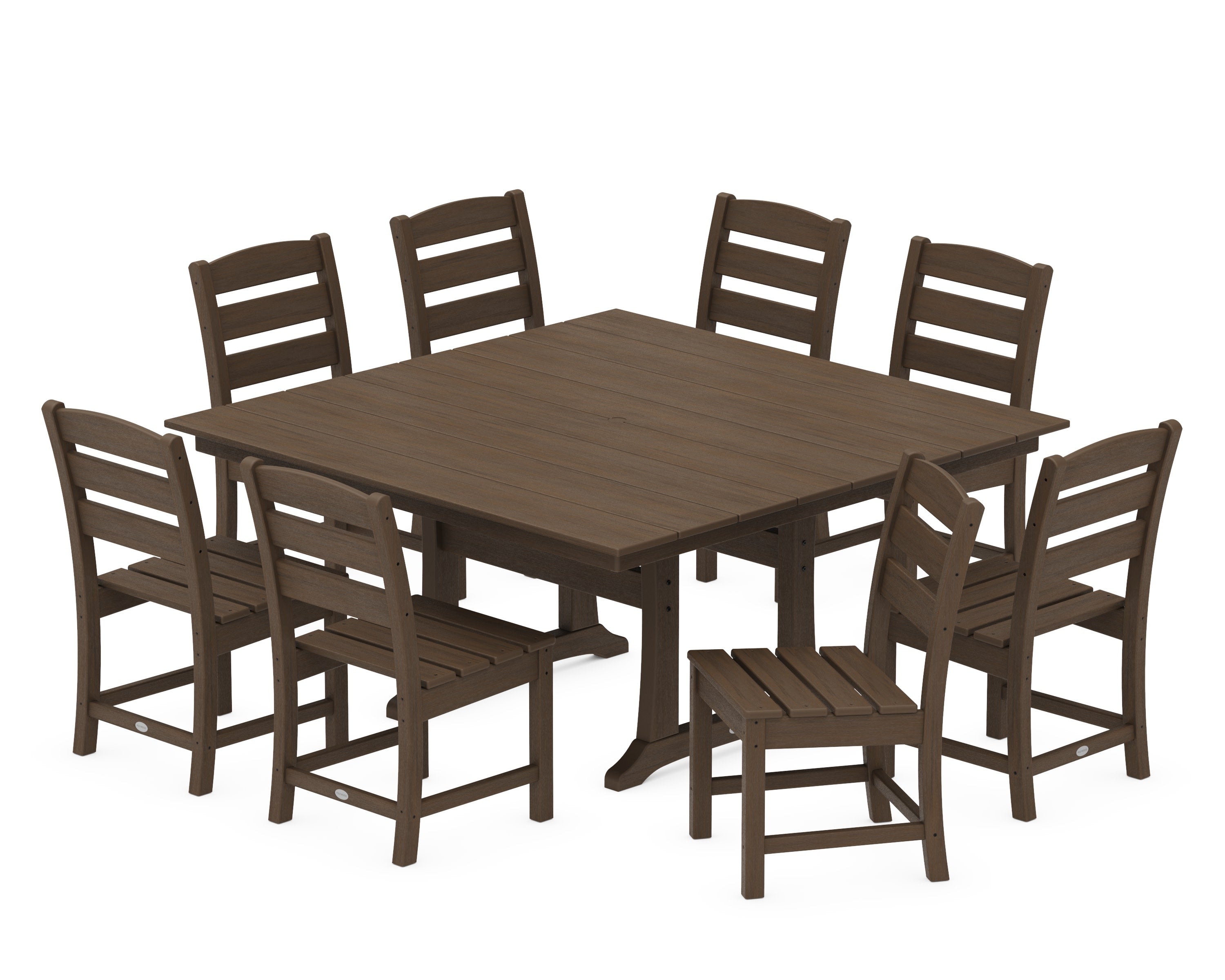 Lakeside 9-Piece Farmhouse Trestle Dining Set in Kona