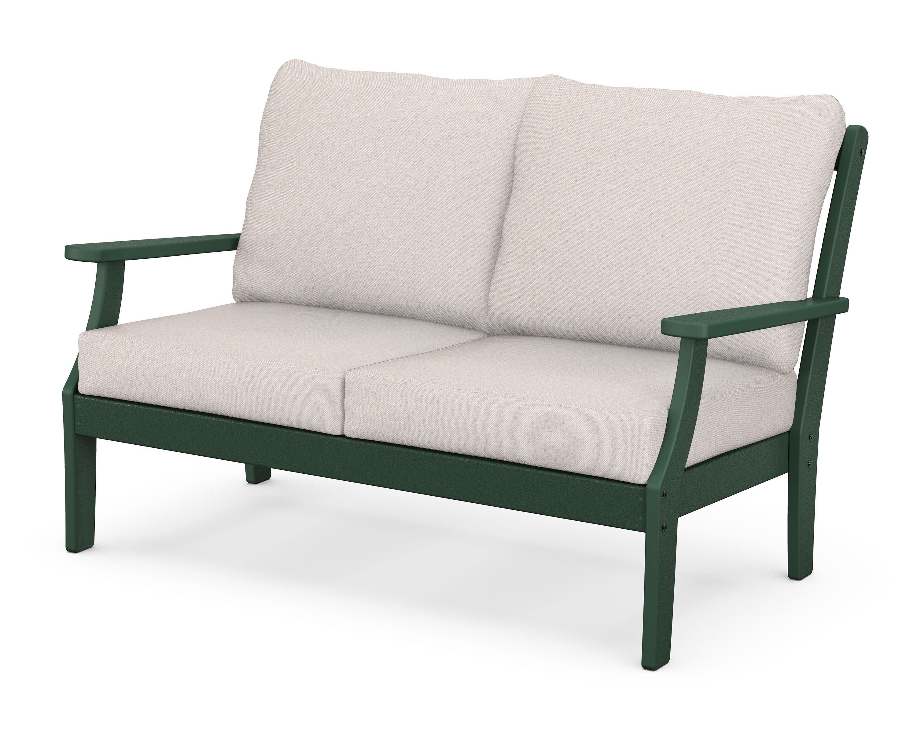 Braxton Deep Seating Loveseat in Green / Dune Burlap