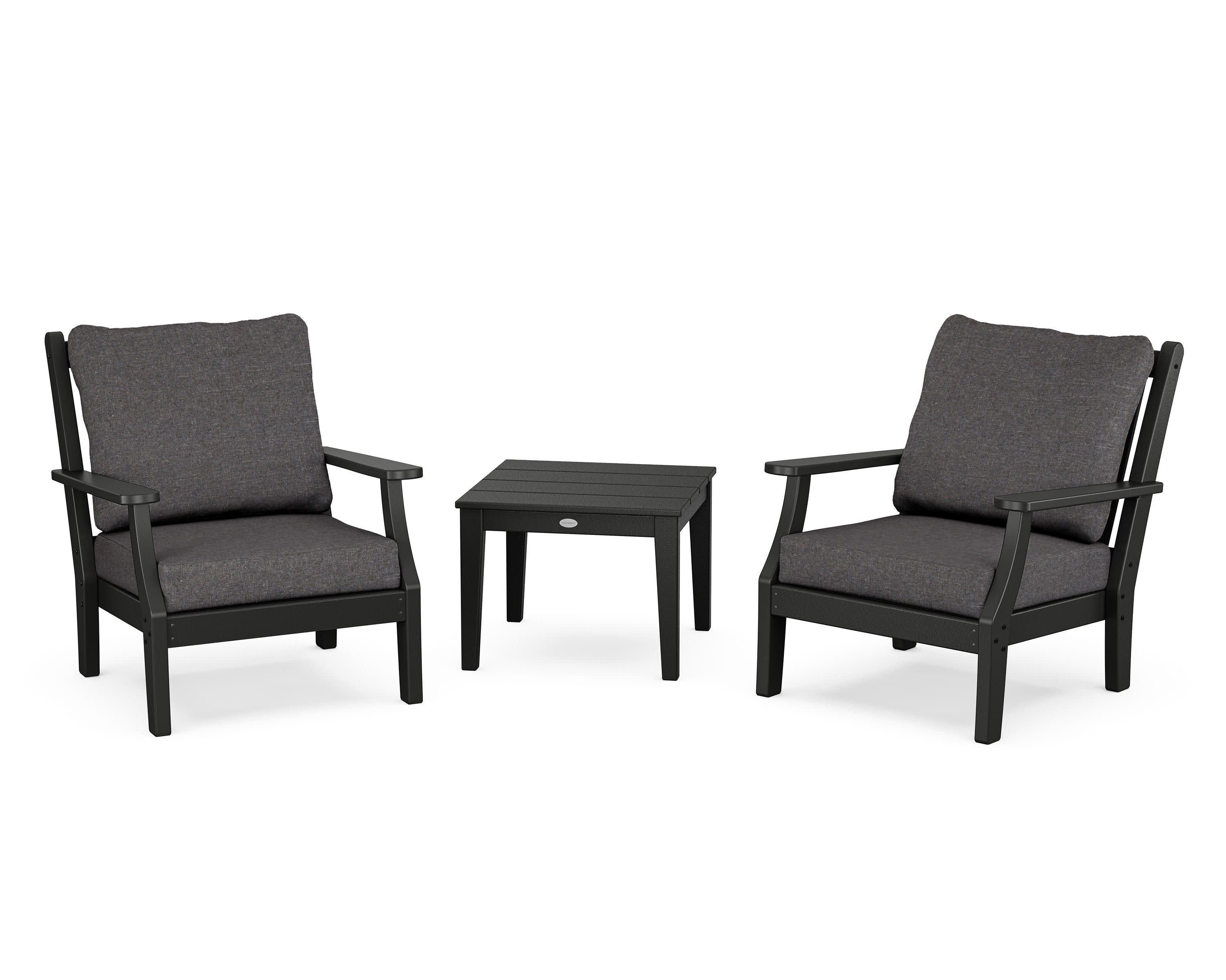 Wovendale 3-Piece Deep Seating Set in Black / Ash Charcoal