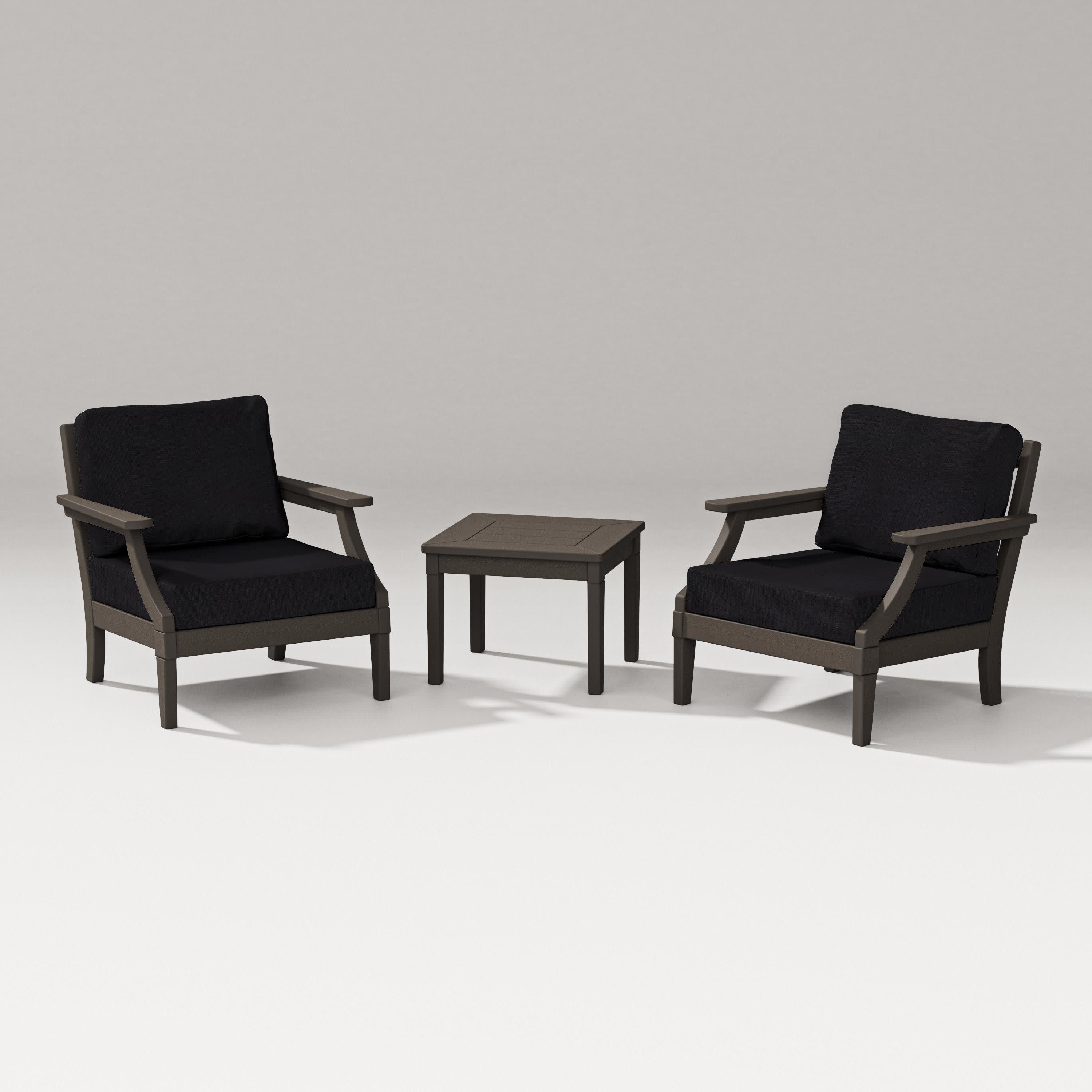 Estate 3-Piece Lounge Chair Set in Vintage Coffee / Midnight Linen