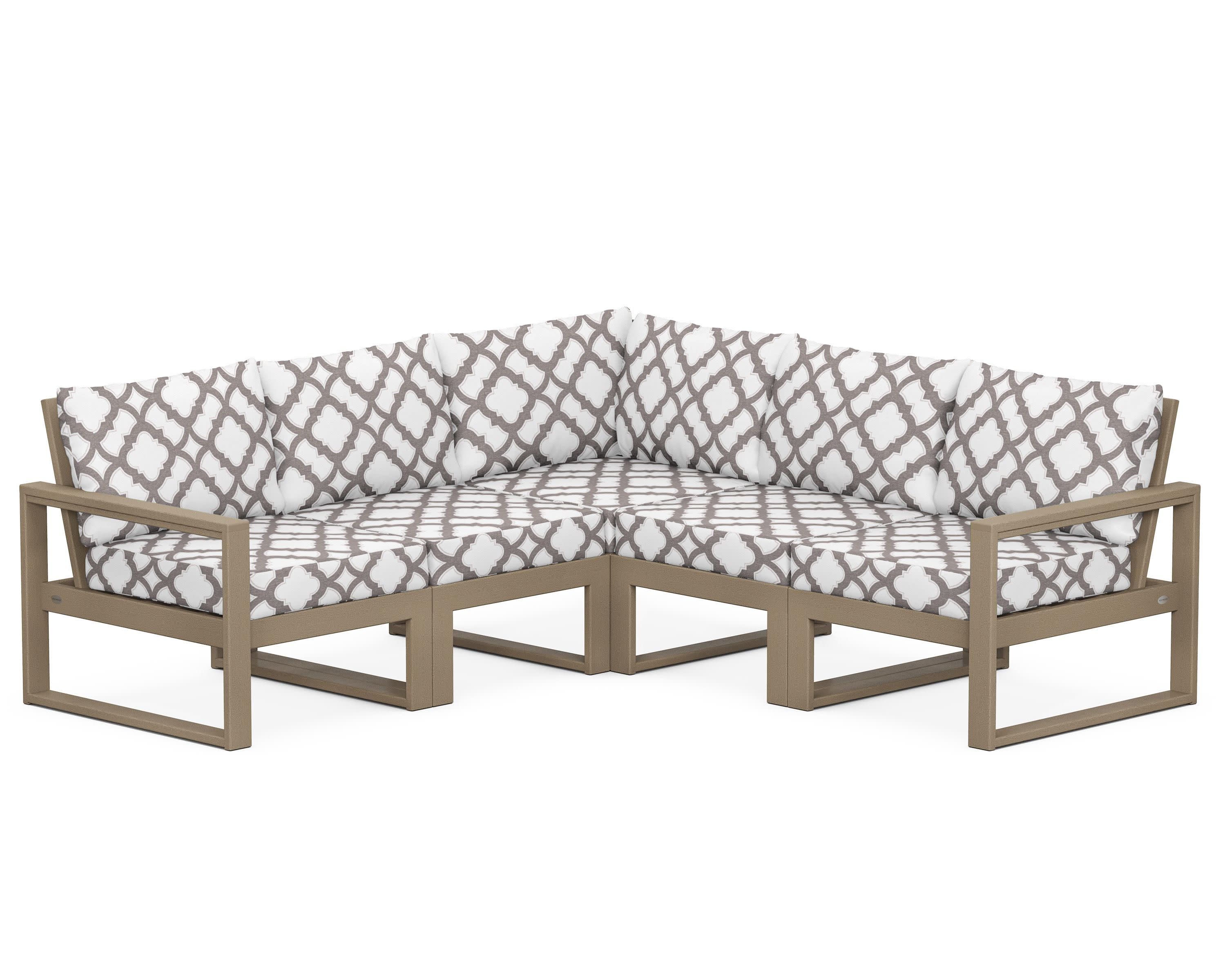 EDGE 5-Piece Modular Deep Seating Set in Vintage Sahara / Trellis Grey Mist