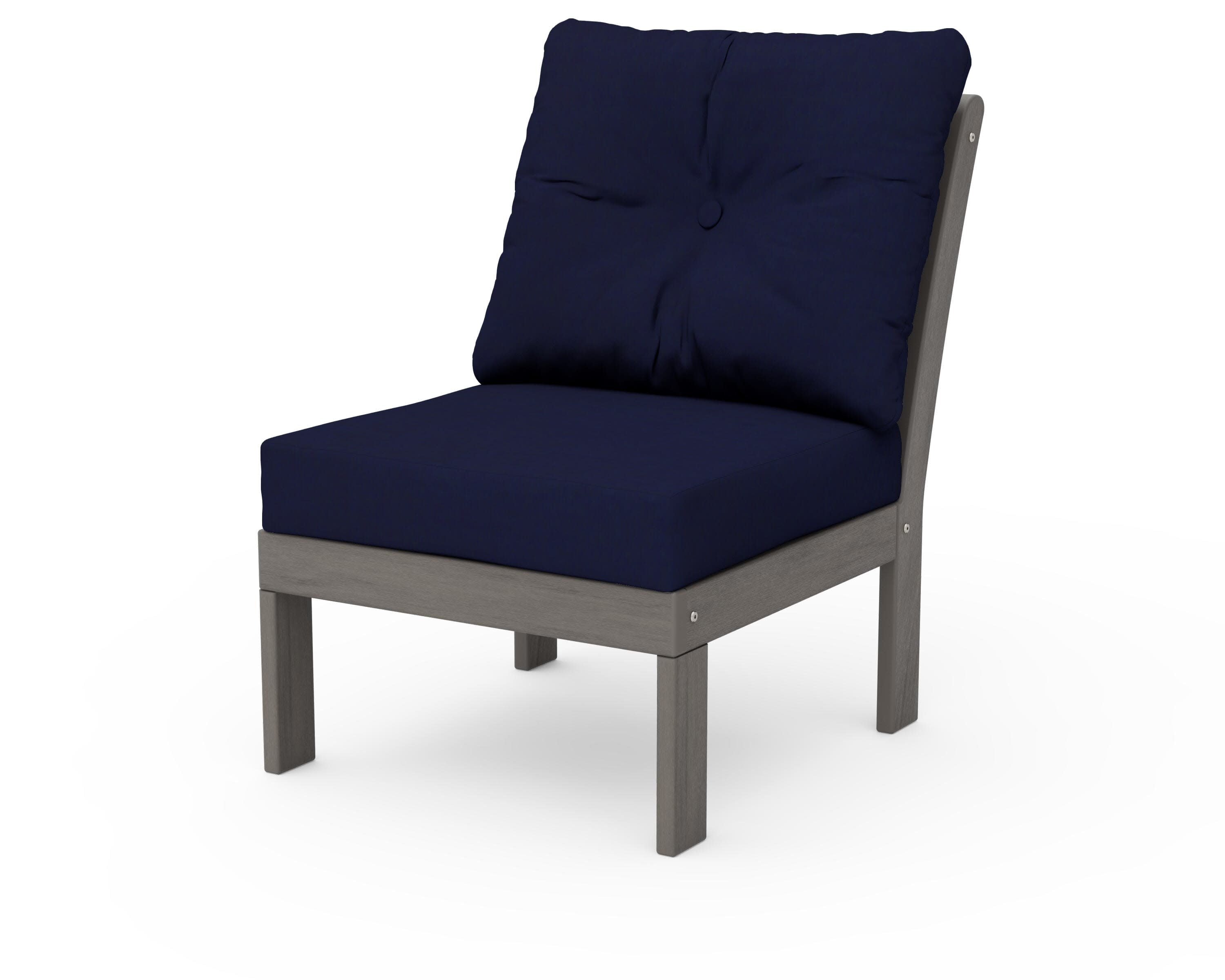 Vineyard Modular Armless Chair in Driftwood / Navy