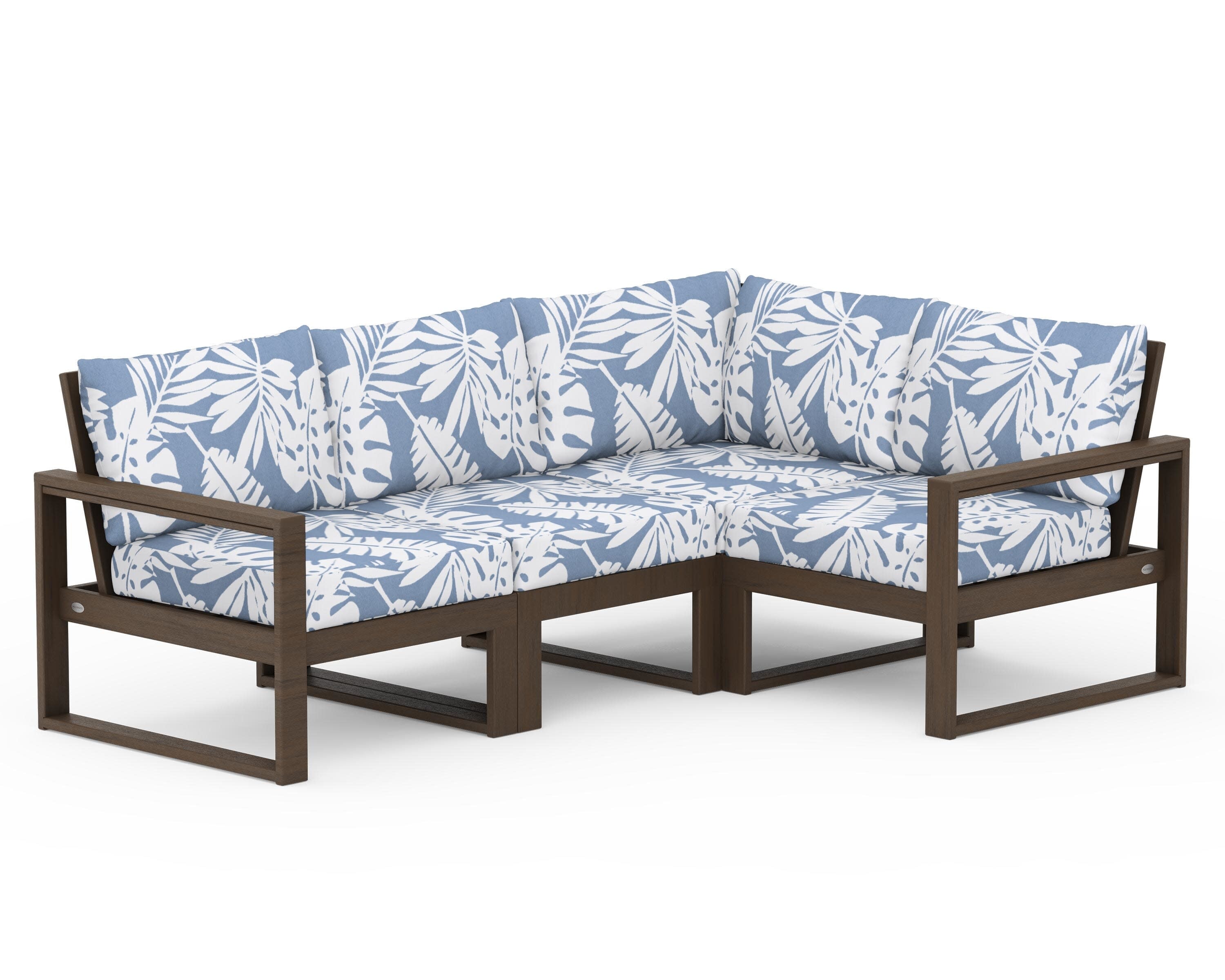 EDGE 4-Piece Modular Deep Seating Set in Kona / Leaf Sky Blue