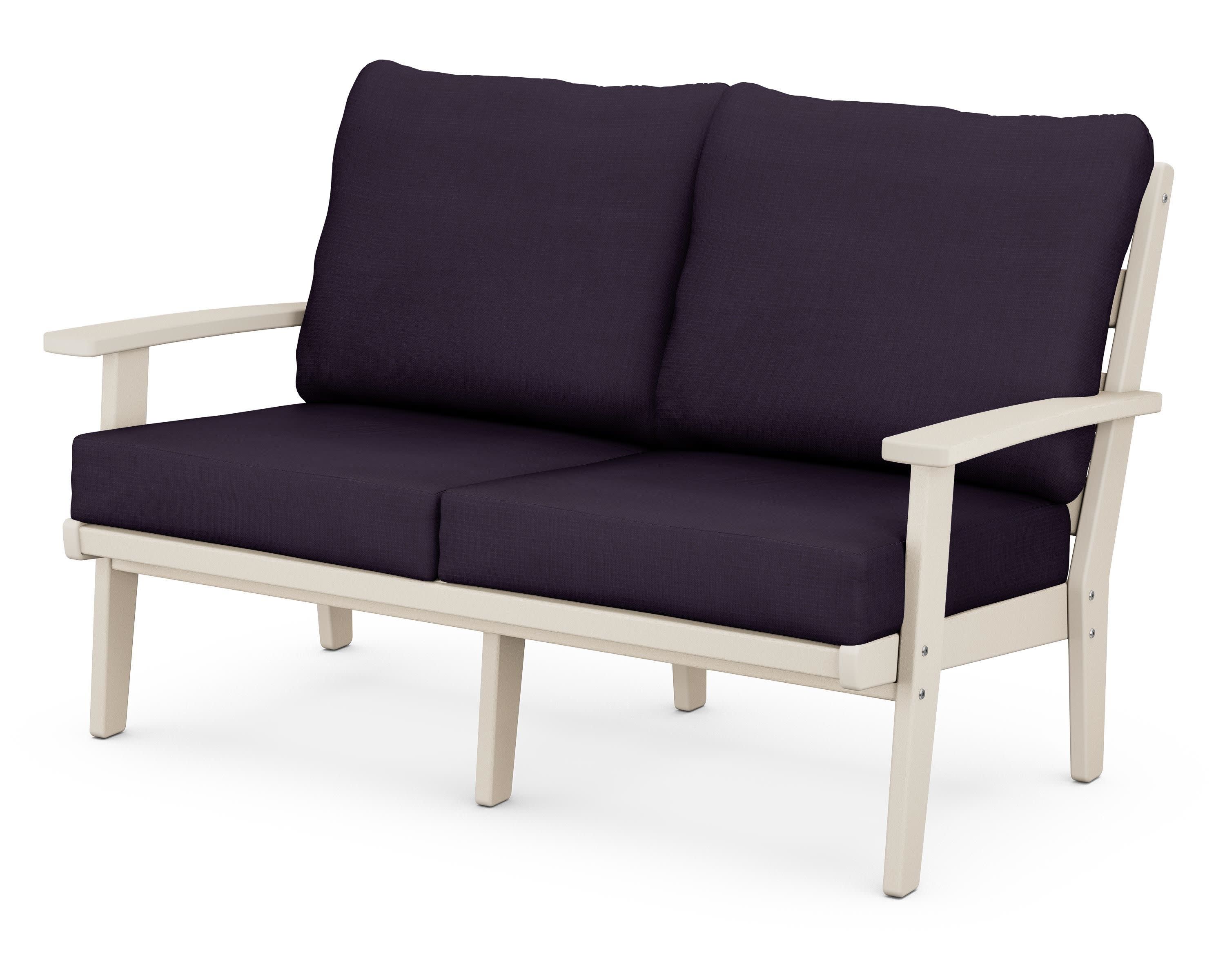 Grant Park Deep Seating Loveseat in Sand / Navy Linen