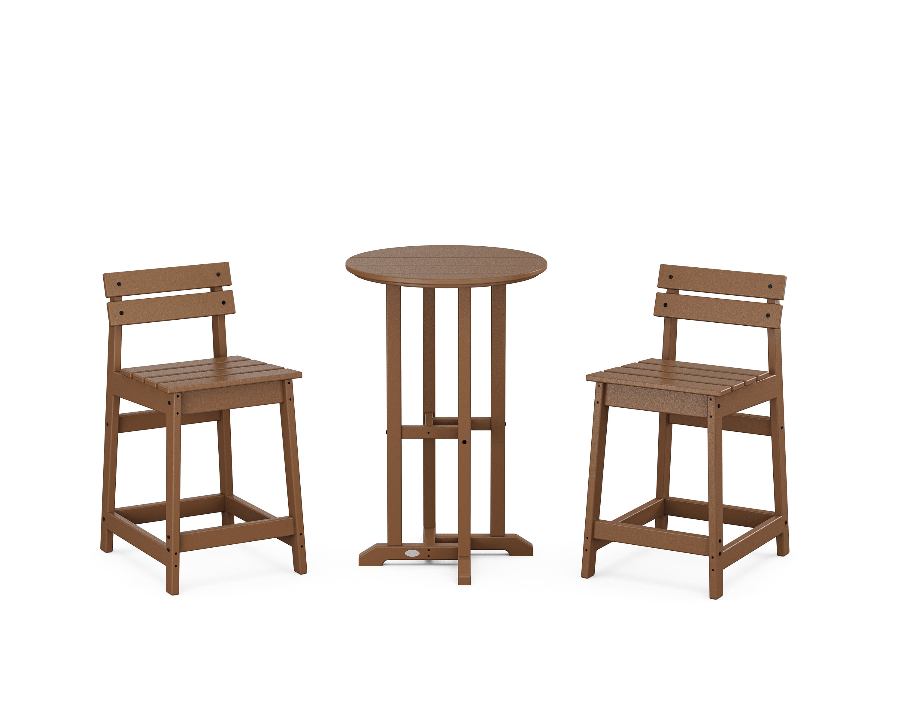 Modern Studio Plaza Lowback 3-Piece Bistro Counter Set in Teak