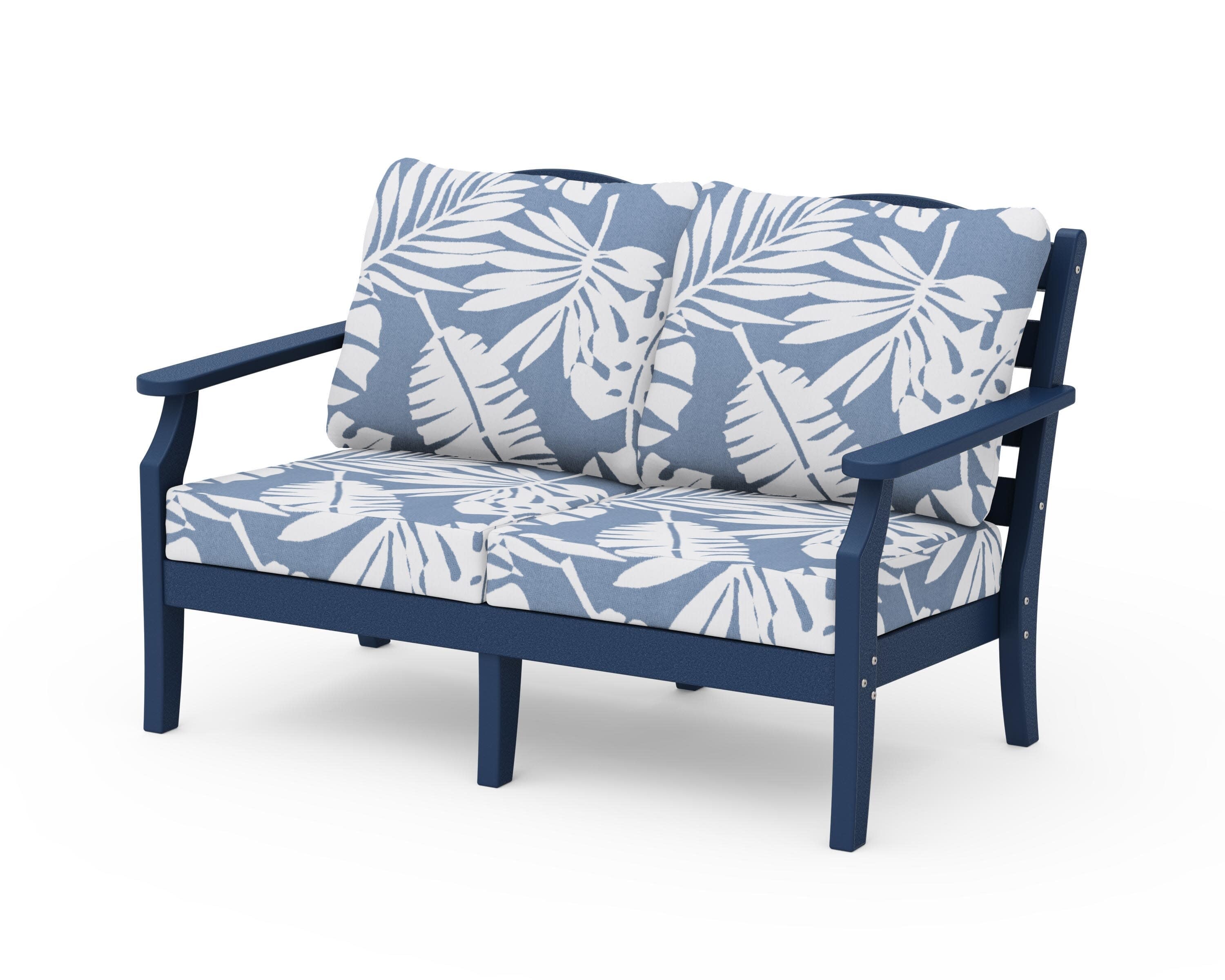 Savannah Deep Seating Loveseat in Navy / Leaf Sky Blue