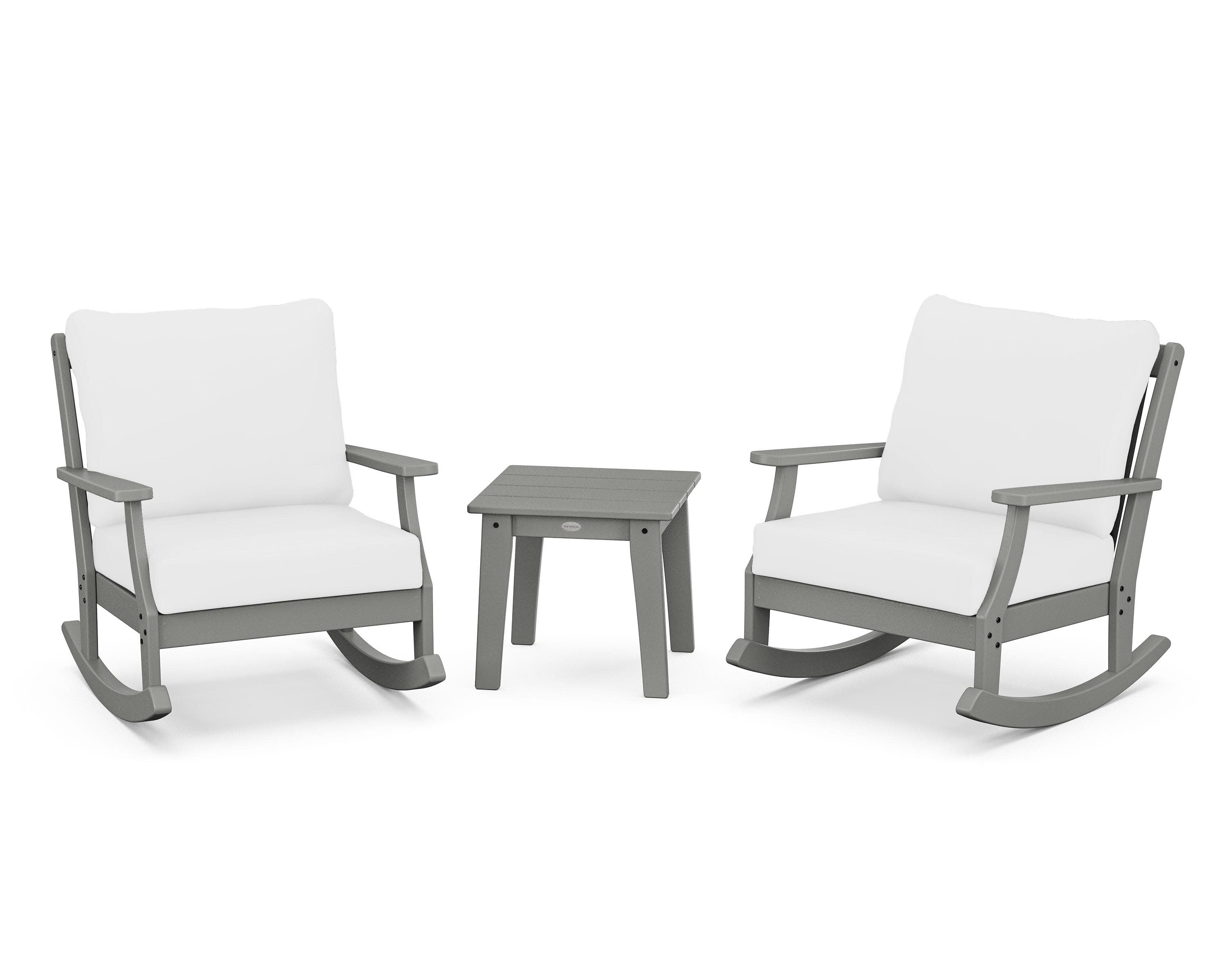 Braxton 3-Piece Deep Seating Rocker Set in Slate Grey / Natural