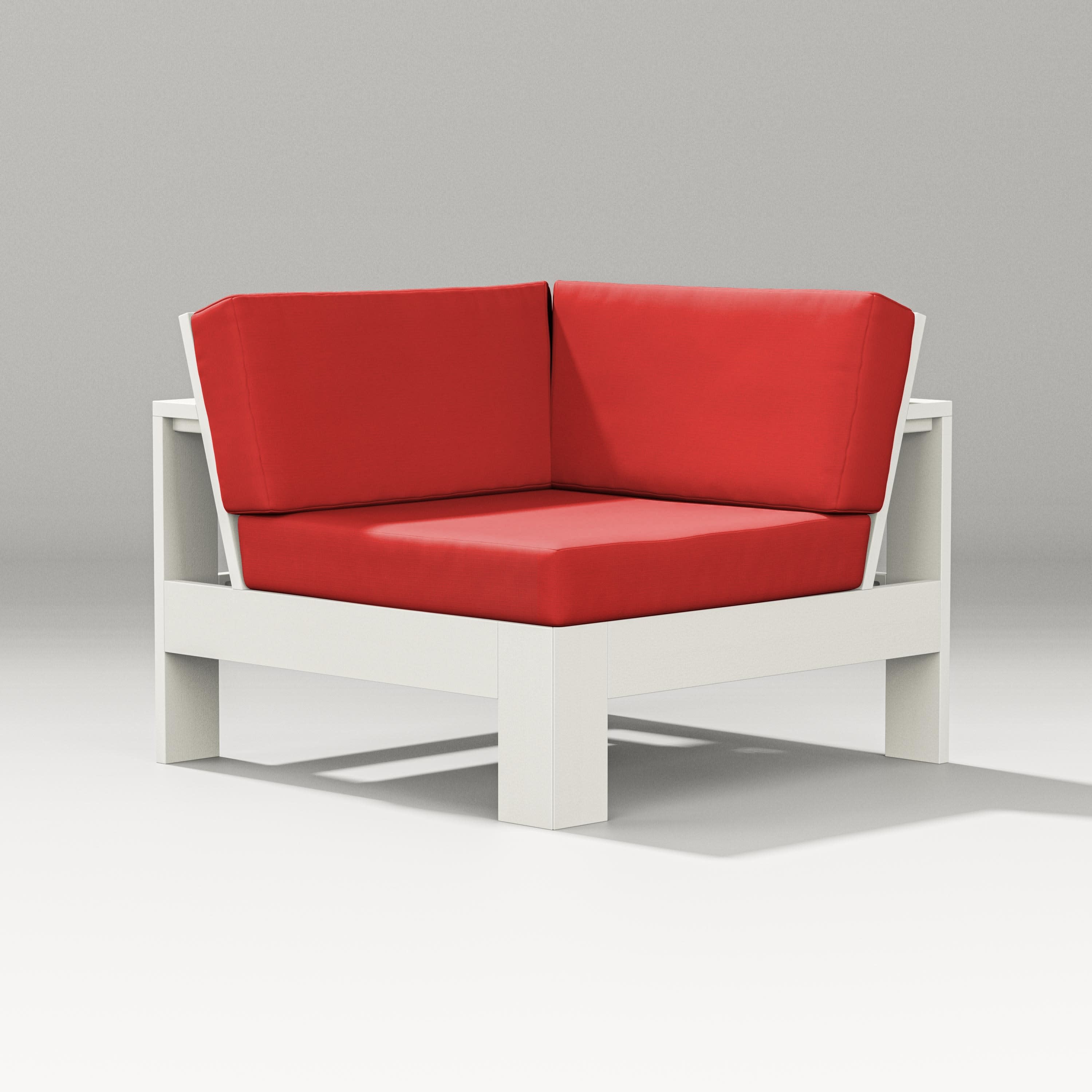Latitude Modular Corner Chair in Vintage White / Crimson Linen