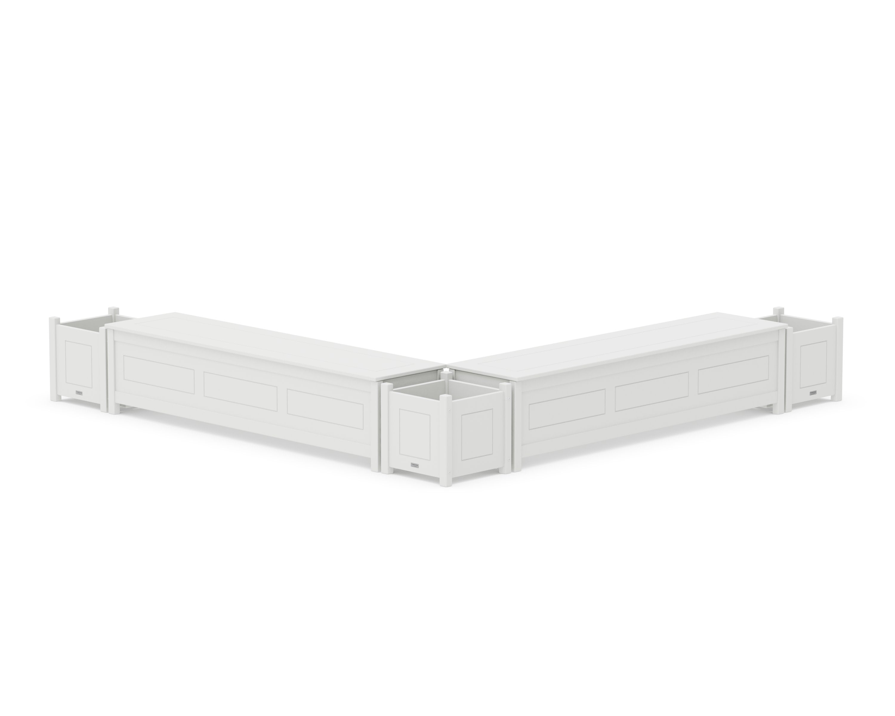 72" Country Living L- Shaped Planter Storage Bench Corner Set in White