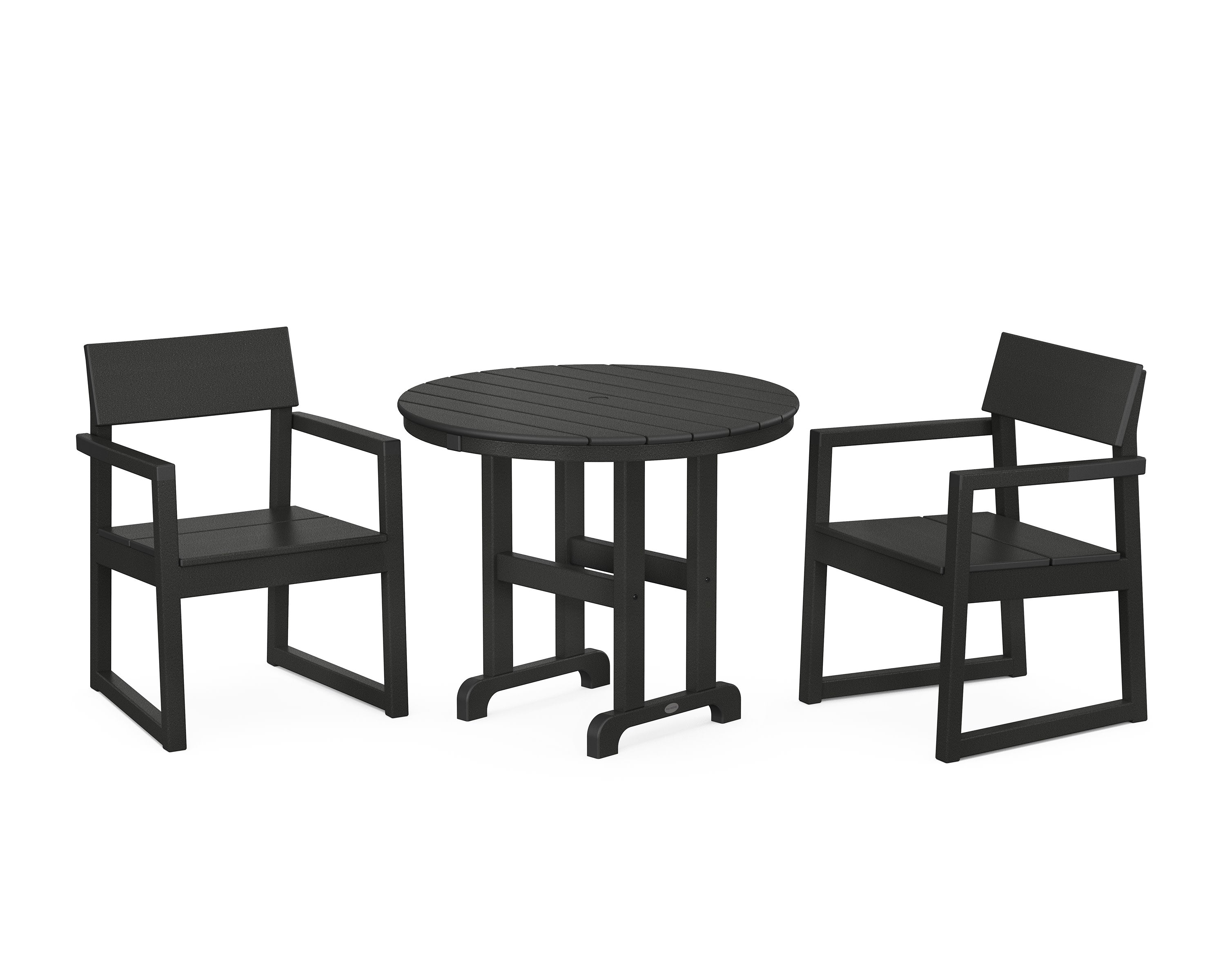 EDGE 3-Piece Round Dining Set in Black