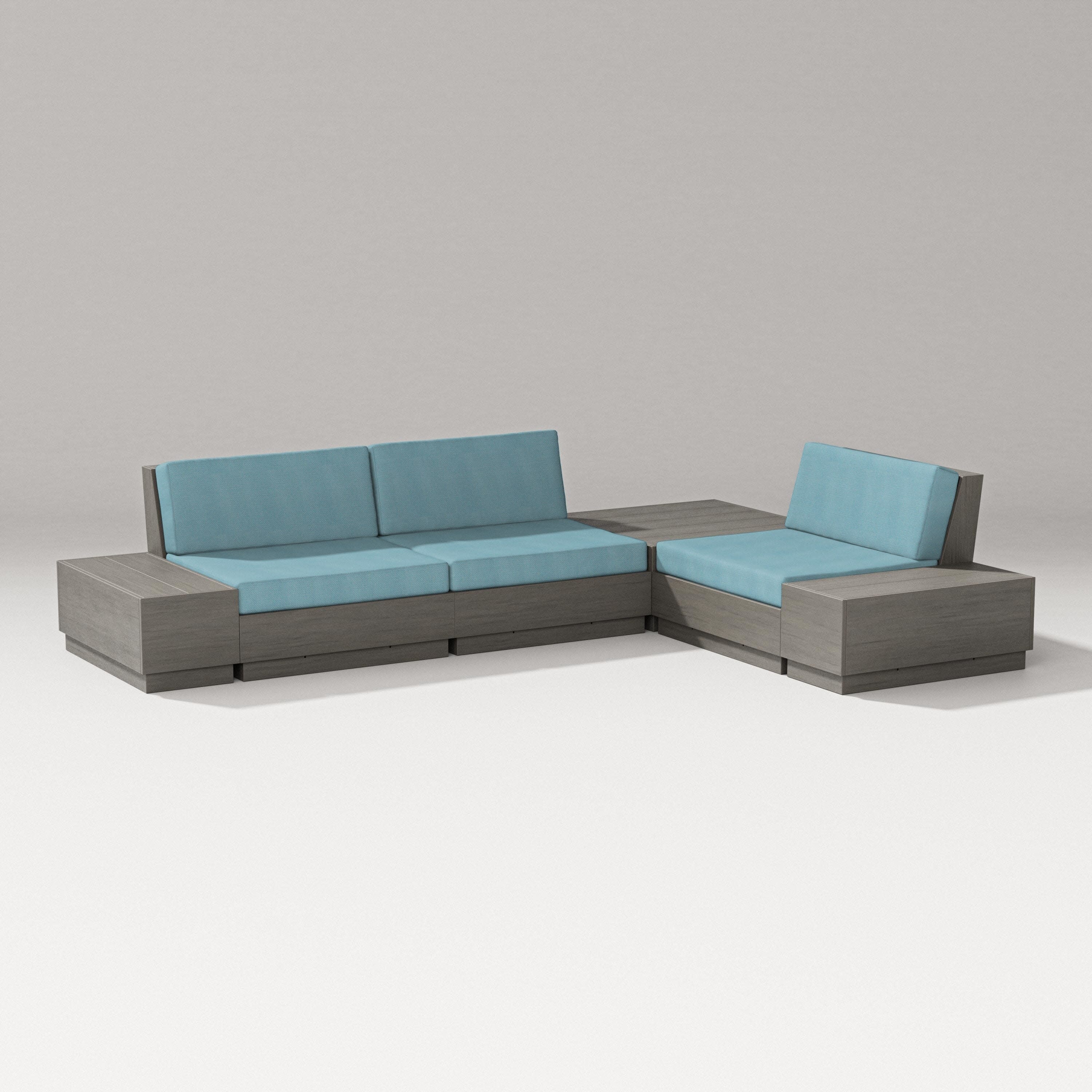 Elevate 6-Piece Corner Sectional in Driftwood / Lattice Sky Blue