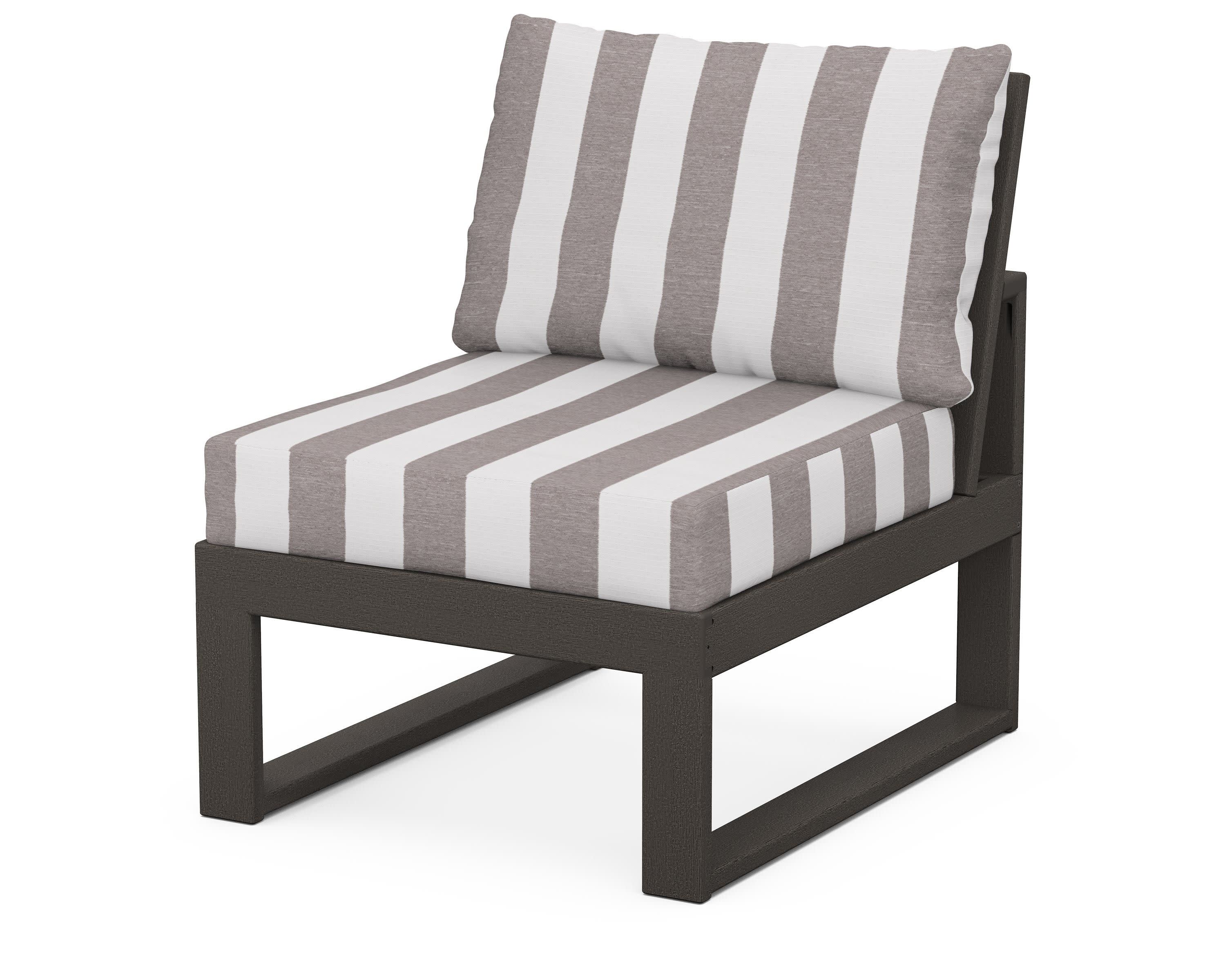 Modular Armless Chair in Vintage Coffee / Cabana Stripe Grey Mist
