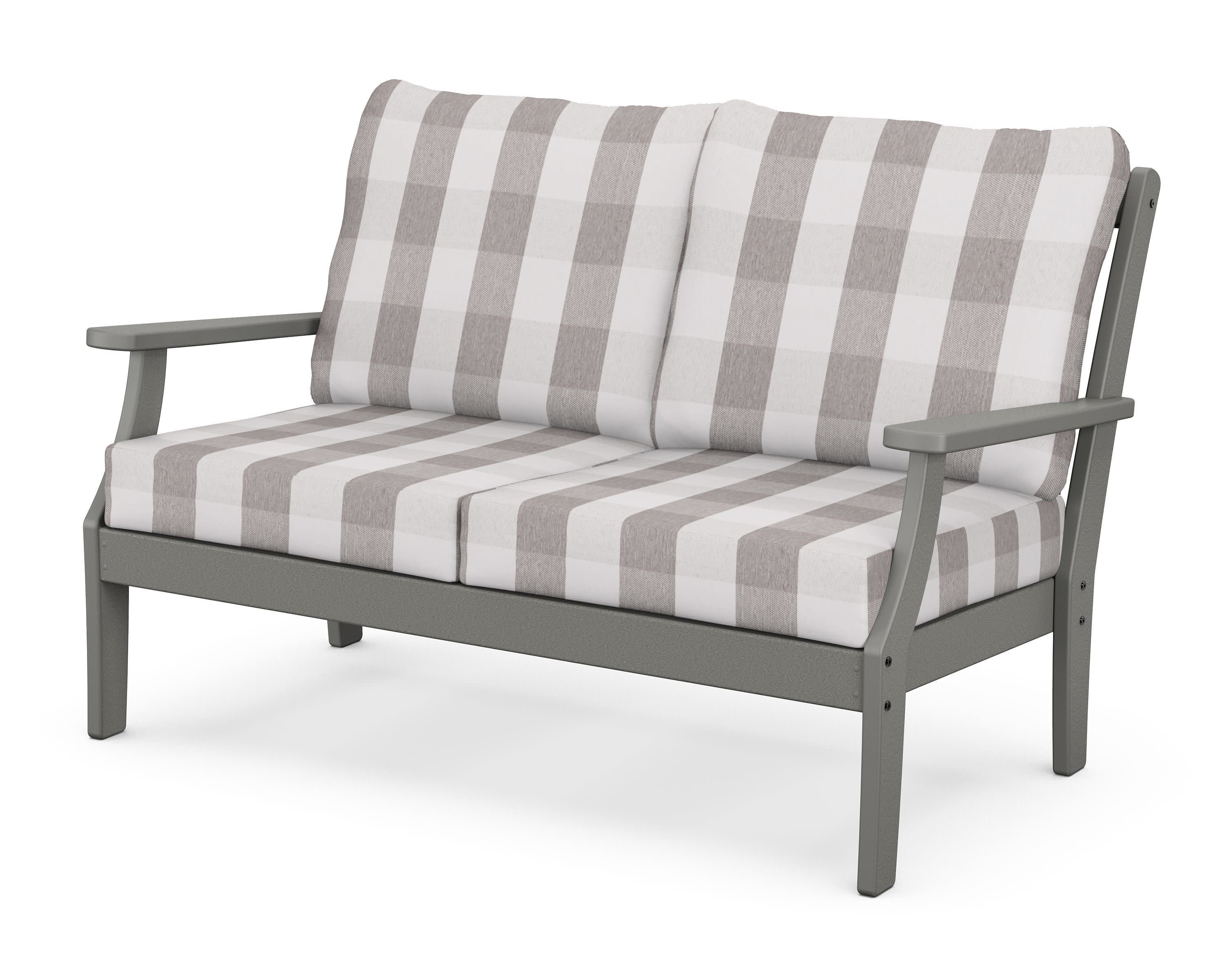 Braxton Deep Seating Loveseat in Slate Grey / Buffalo Plaid Grey Mist